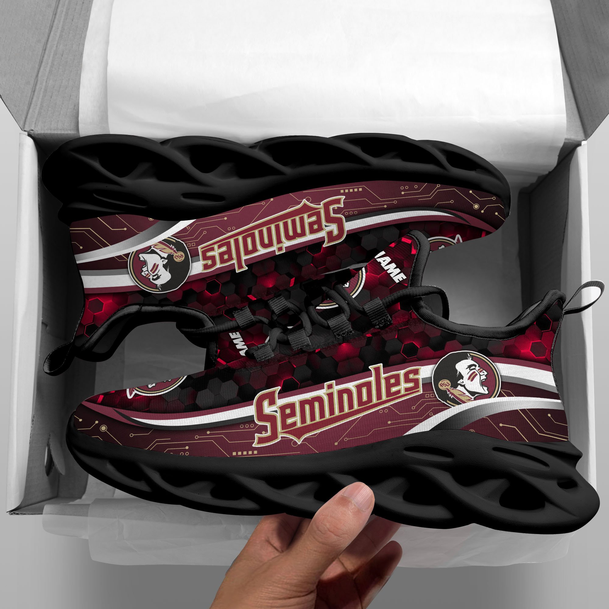 Alternative view of Florida State Seminoles Black Clunky Sneakers Custom Name, Max Soul Shoes, Sport Gifts ETRG-0218937