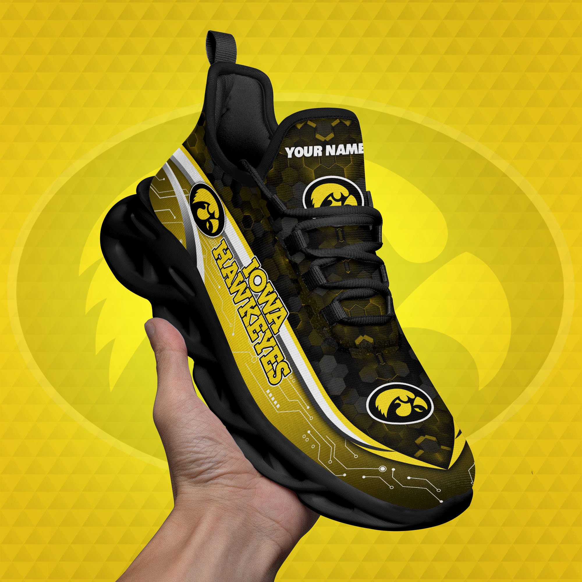Iowa Hawkeyes Black Clunky Sneakers Custom Name, Max Soul Shoes, Sport Gifts ETRG-0218937