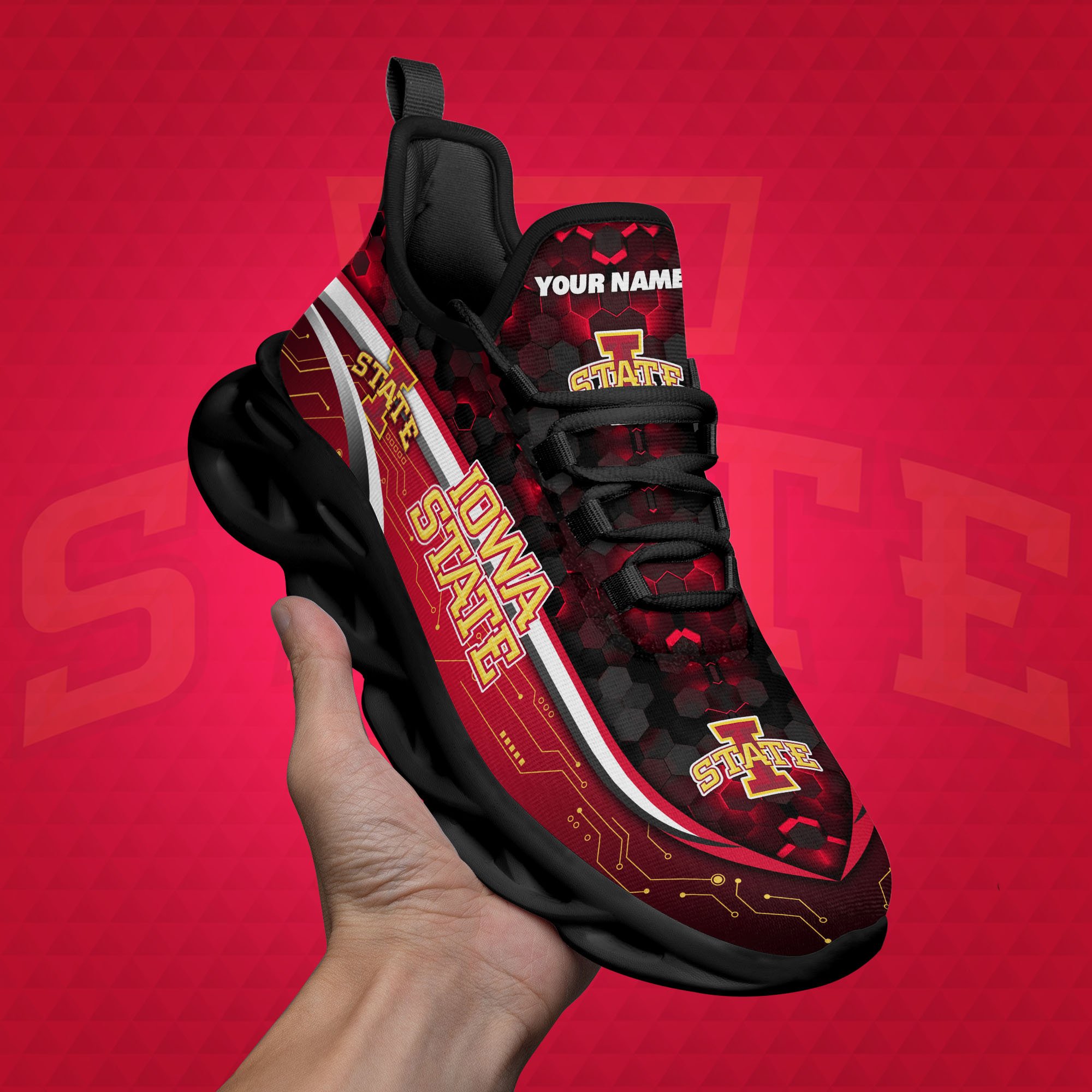Iowa State Cyclones Black Clunky Sneakers Custom Name, Max Soul Shoes, Sport Gifts ETRG-0218937