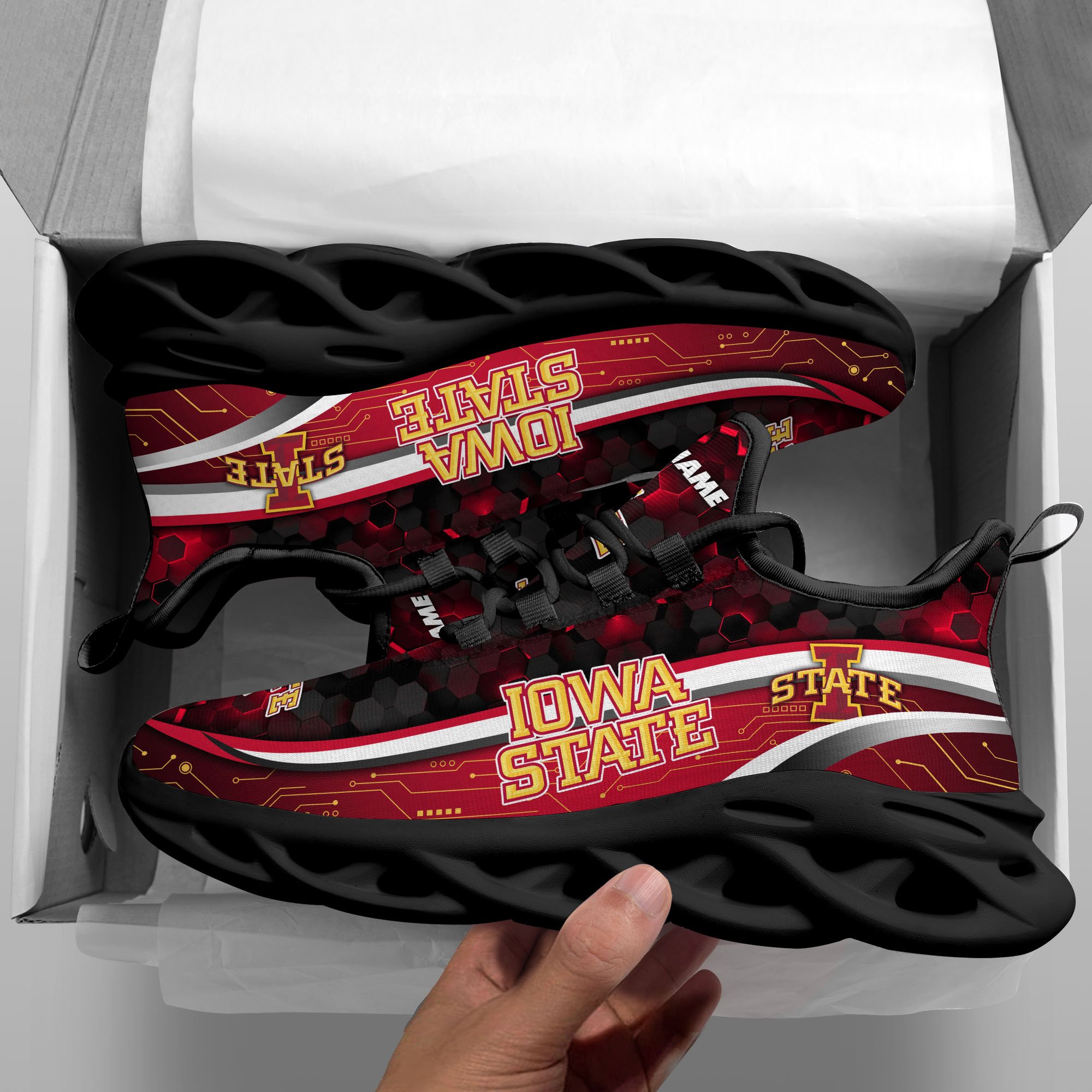 Alternative view of Iowa State Cyclones Black Clunky Sneakers Custom Name, Max Soul Shoes, Sport Gifts ETRG-0218937