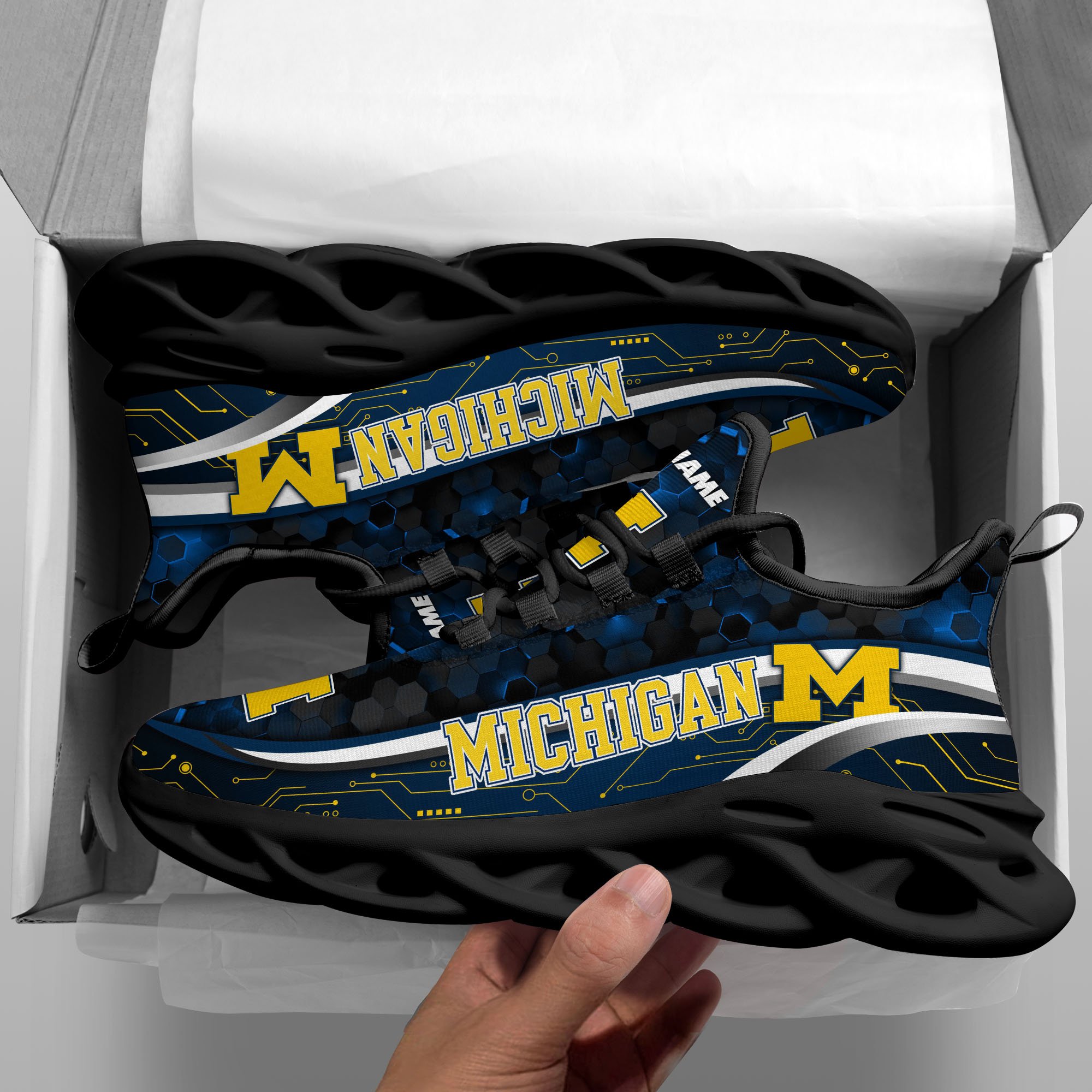 Alternative view of Michigan Wolverines Black Clunky Sneakers Custom Name, Max Soul Shoes, Sport Gifts ETRG-0218937