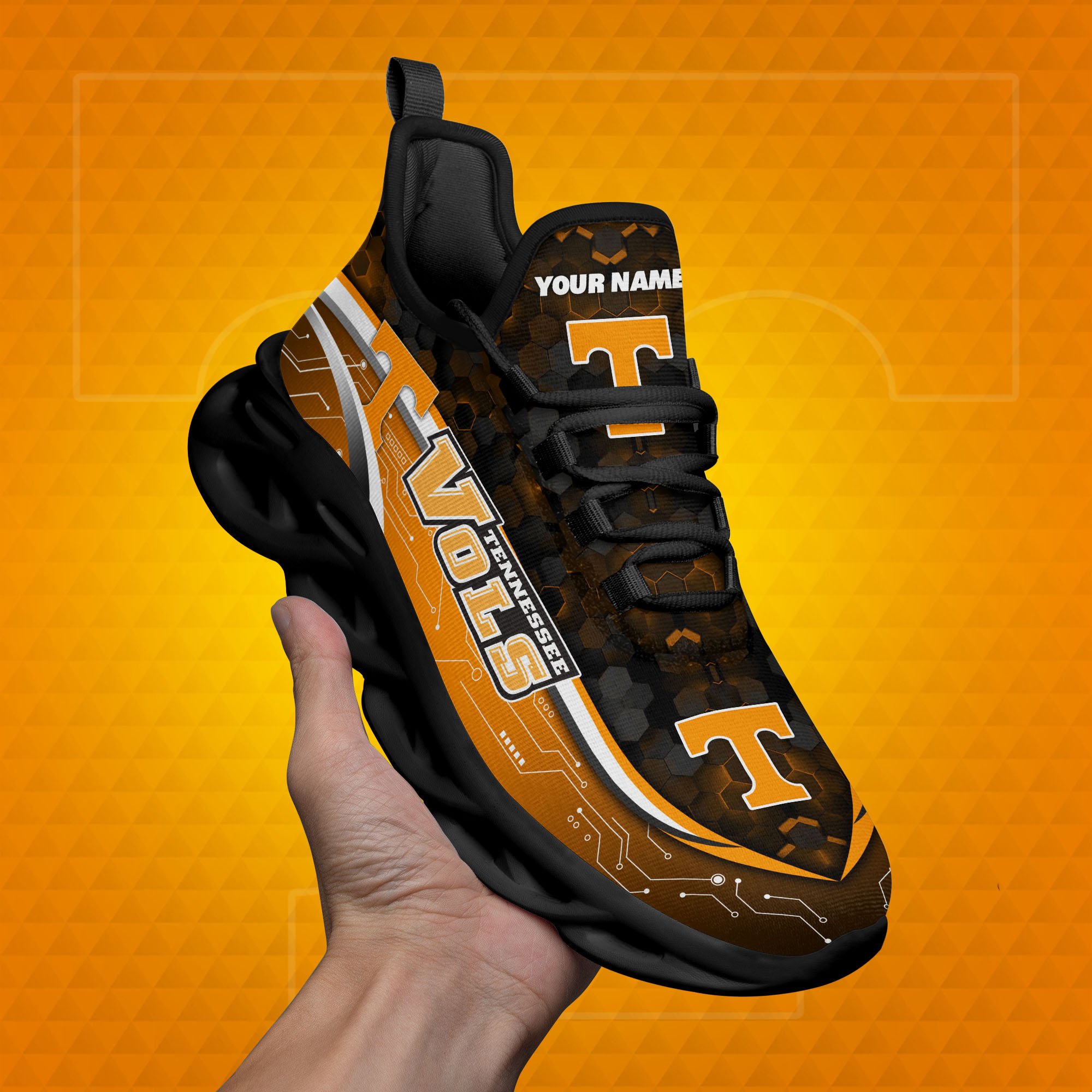 Tennessee Volunteers Black Clunky Sneakers Custom Name, Max Soul Shoes, Sport Gifts ETRG-0218937