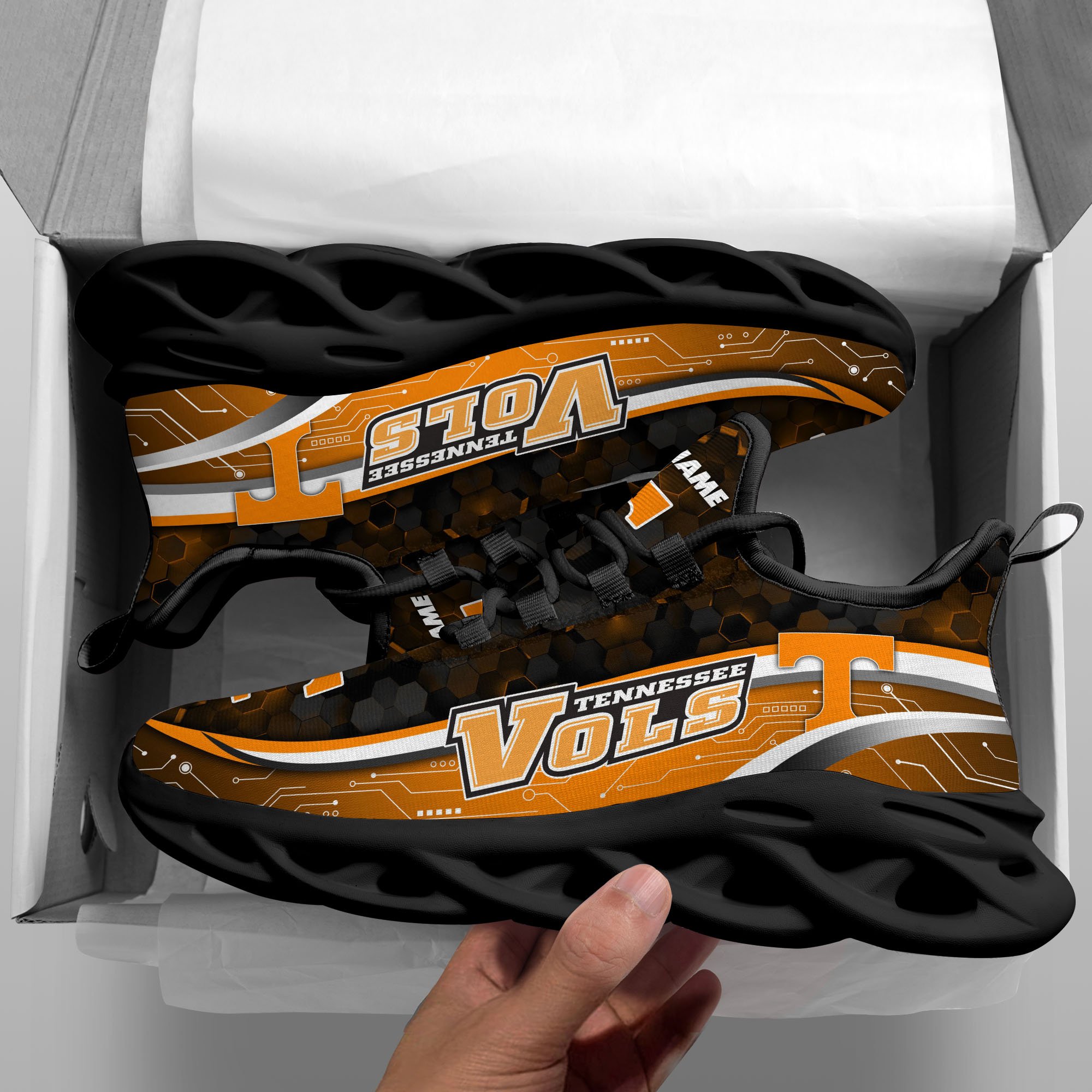Alternative view of Tennessee Volunteers Black Clunky Sneakers Custom Name, Max Soul Shoes, Sport Gifts ETRG-0218937