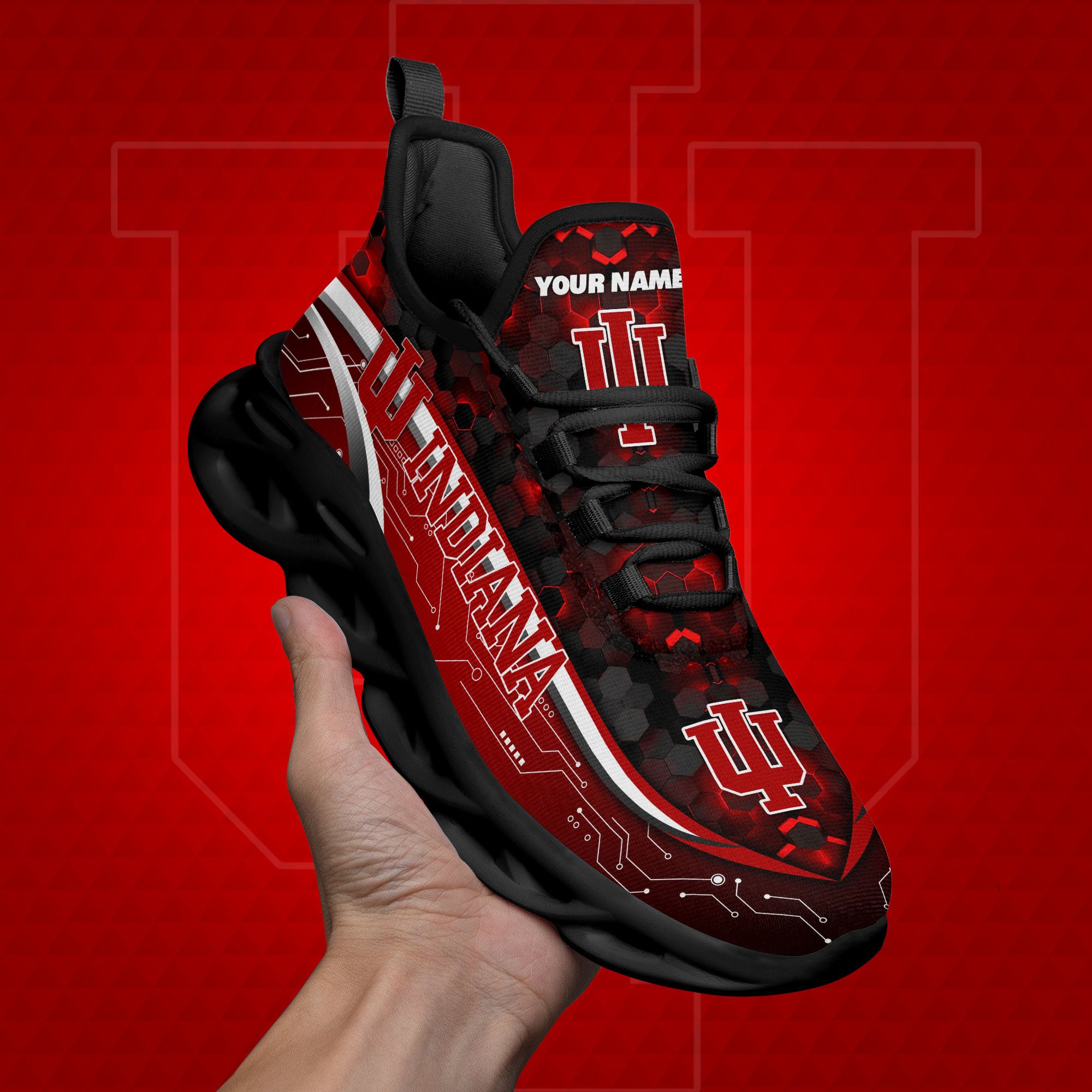 Indiana Hoosiers Black Clunky Sneakers Custom Name, Max Soul Shoes, Sport Gifts ETRG-0218937