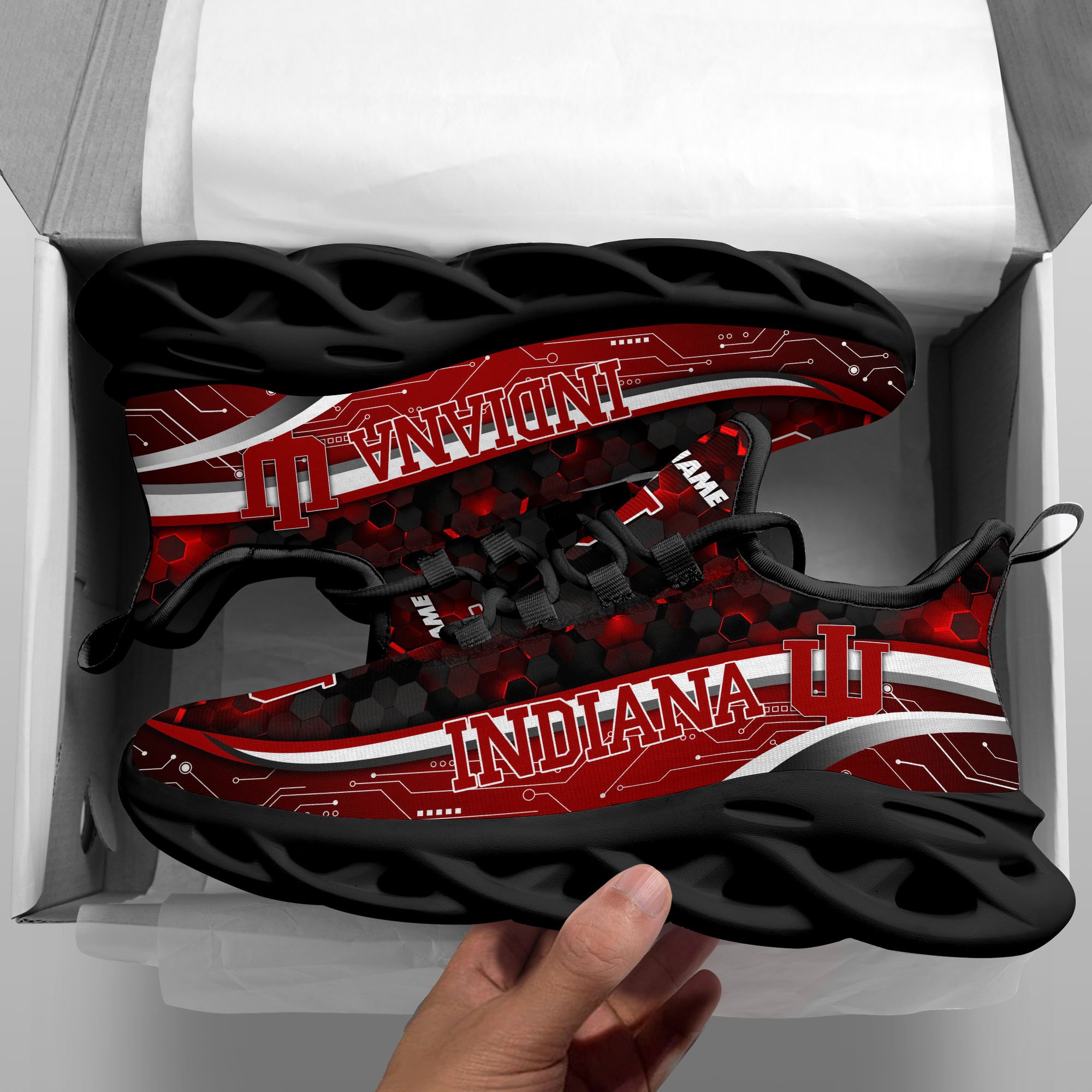 Alternative view of Indiana Hoosiers Black Clunky Sneakers Custom Name, Max Soul Shoes, Sport Gifts ETRG-0218937