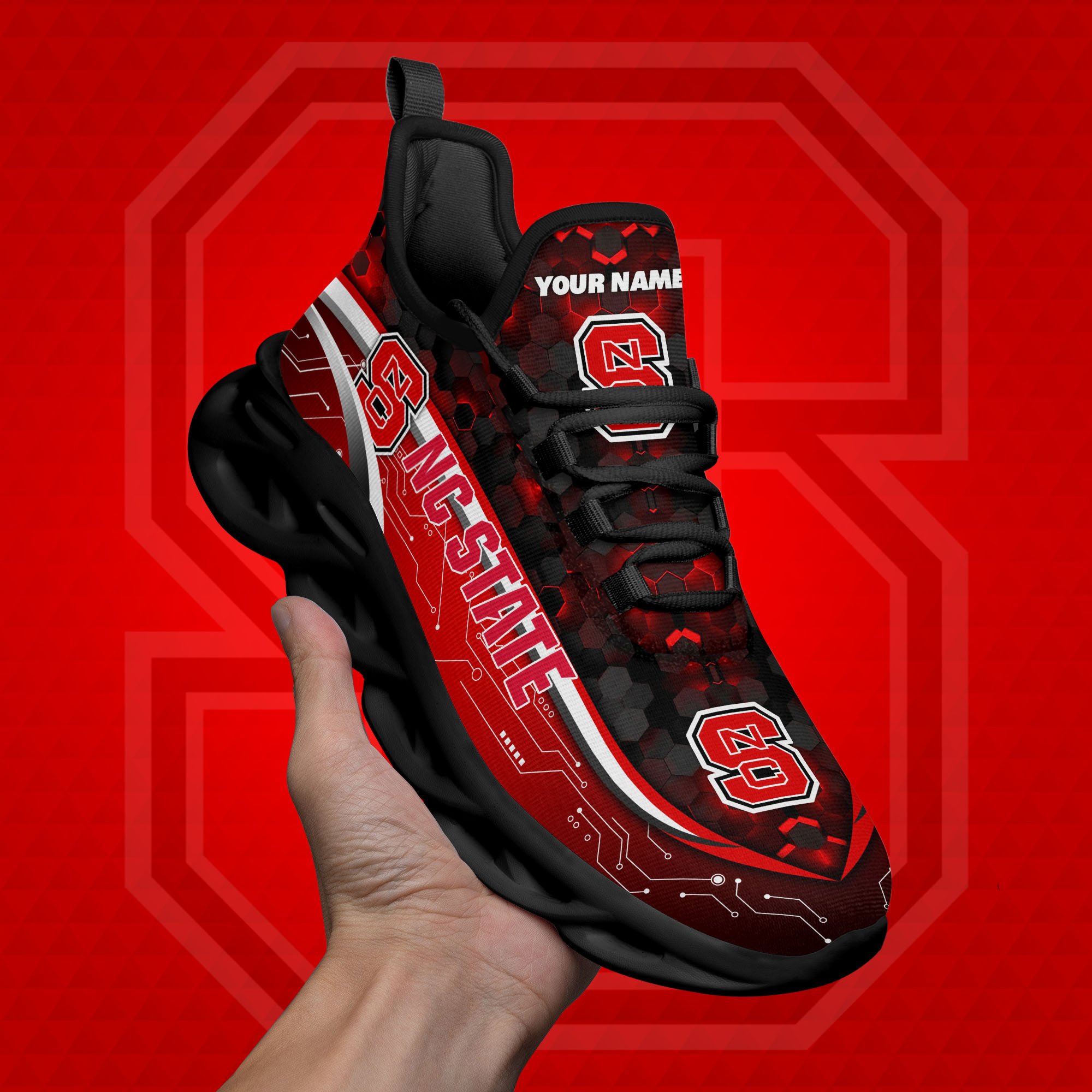 NC State Wolfpack Black Clunky Sneakers Custom Name, Max Soul Shoes, Sport Gifts ETRG-0218937