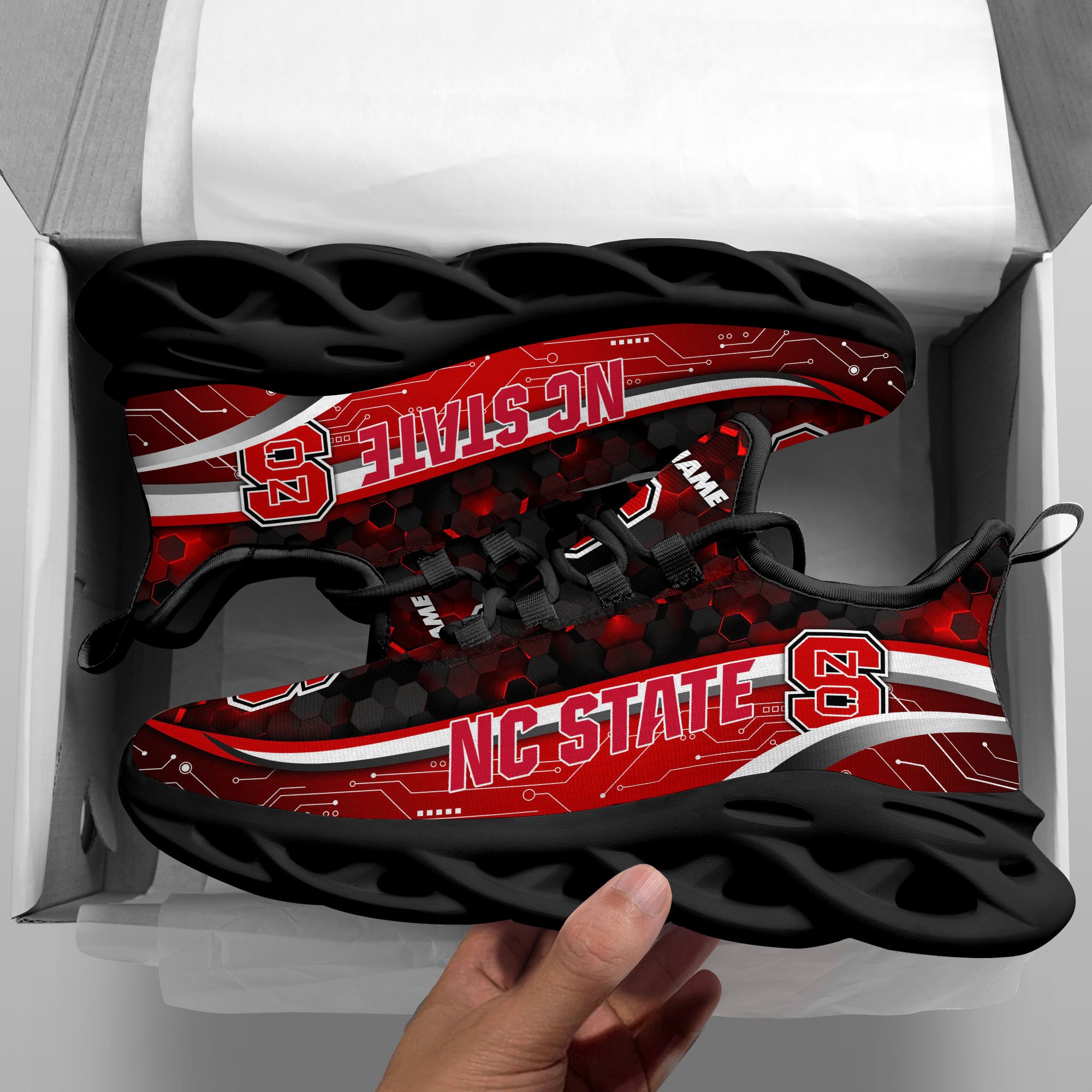 Alternative view of NC State Wolfpack Black Clunky Sneakers Custom Name, Max Soul Shoes, Sport Gifts ETRG-0218937