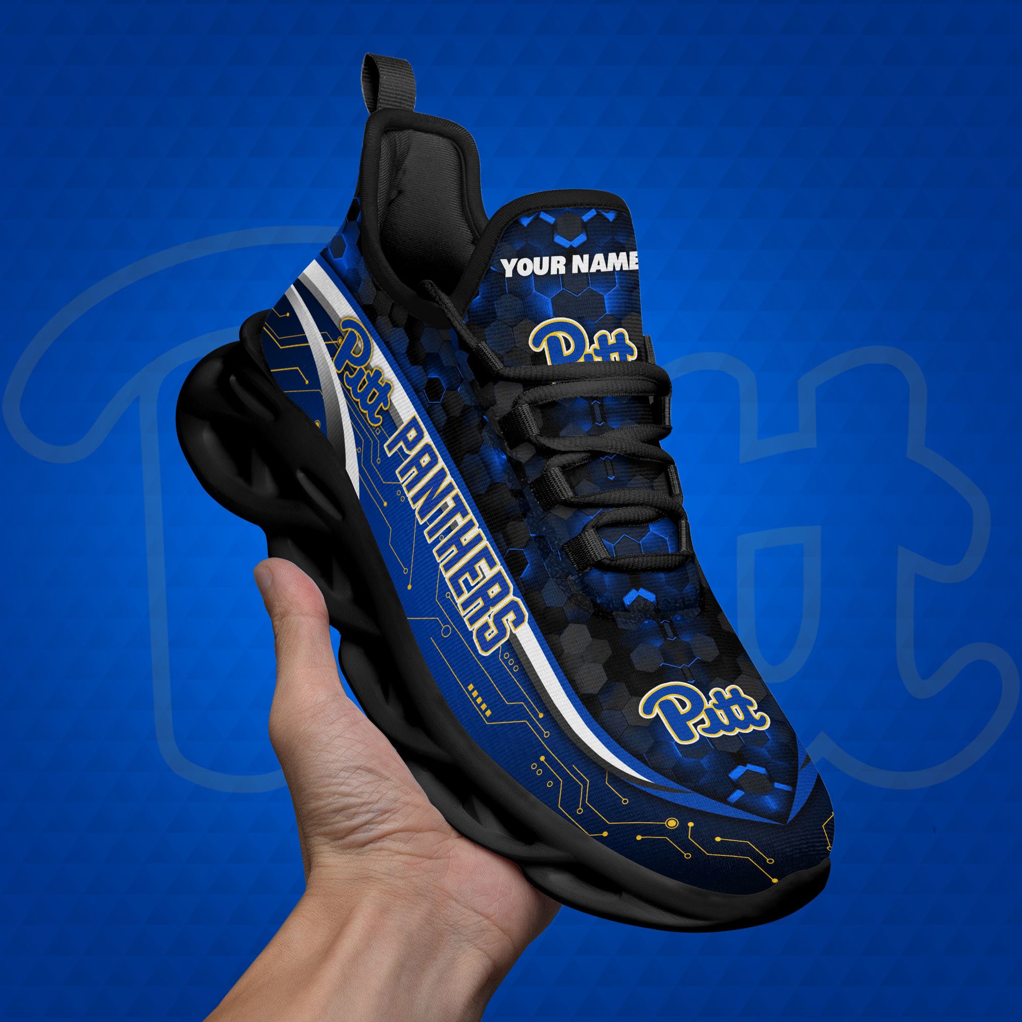 Pittsburgh Panthers Black Clunky Sneakers Custom Name, Max Soul Shoes, Sport Gifts ETRG-0218937