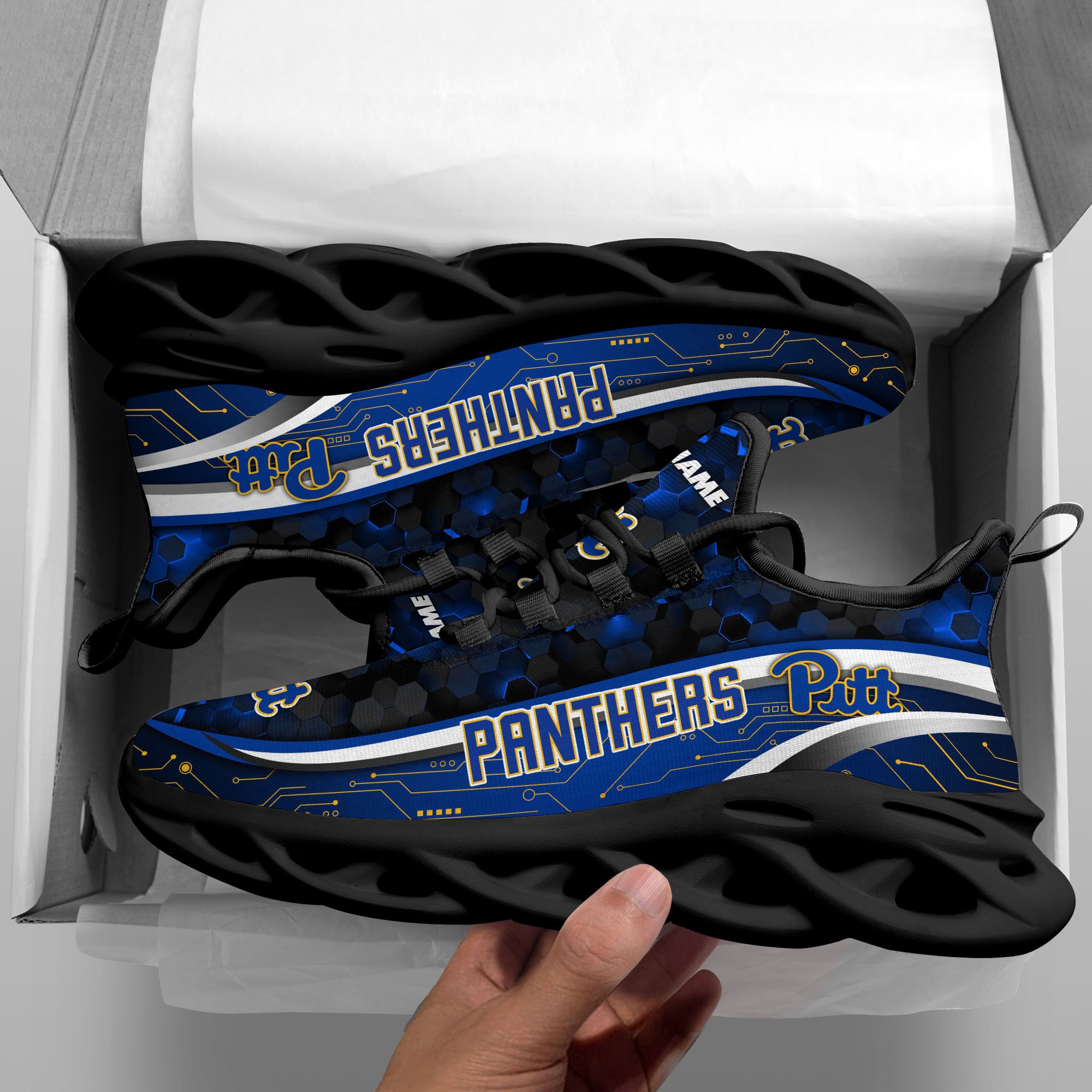 Alternative view of Pittsburgh Panthers Black Clunky Sneakers Custom Name, Max Soul Shoes, Sport Gifts ETRG-0218937