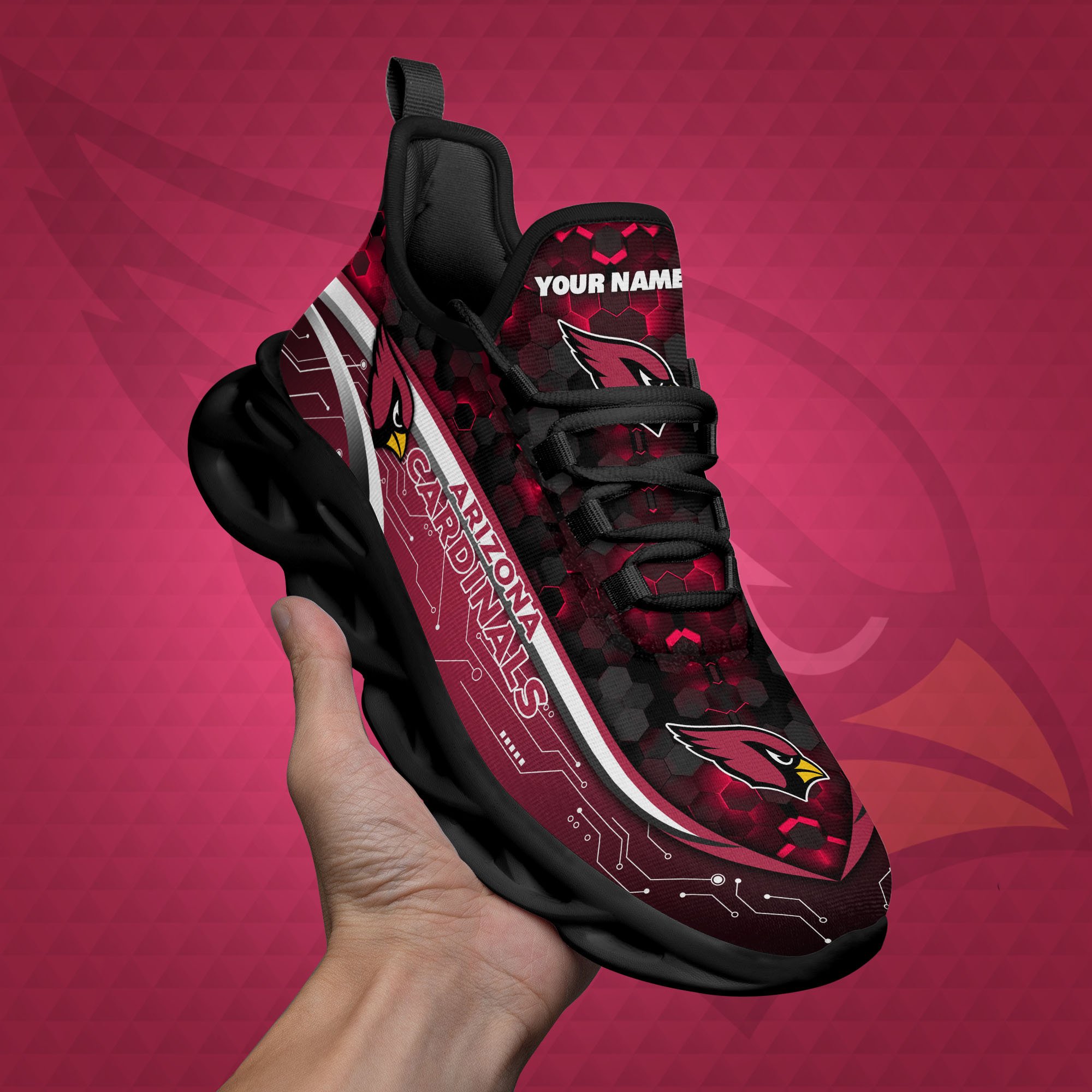 Arizona Cardinals Black Clunky Sneakers Custom Name, Max Soul Shoes, Sport Gifts ETRG-03311530