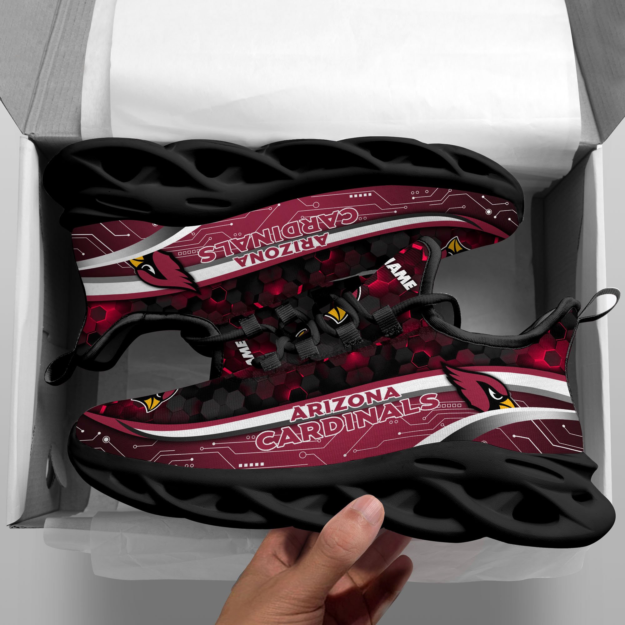 Alternative view of Arizona Cardinals Black Clunky Sneakers Custom Name, Max Soul Shoes, Sport Gifts ETRG-03311530