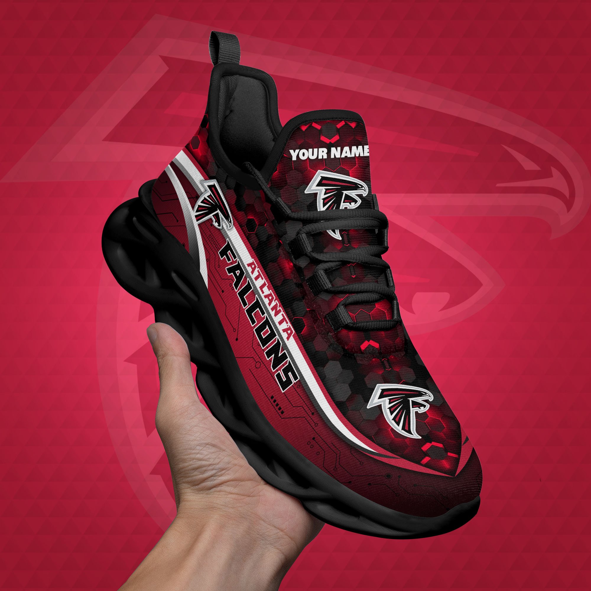Atlanta Falcons Black Clunky Sneakers Custom Name, Max Soul Shoes, Sport Gifts ETRG-03311530