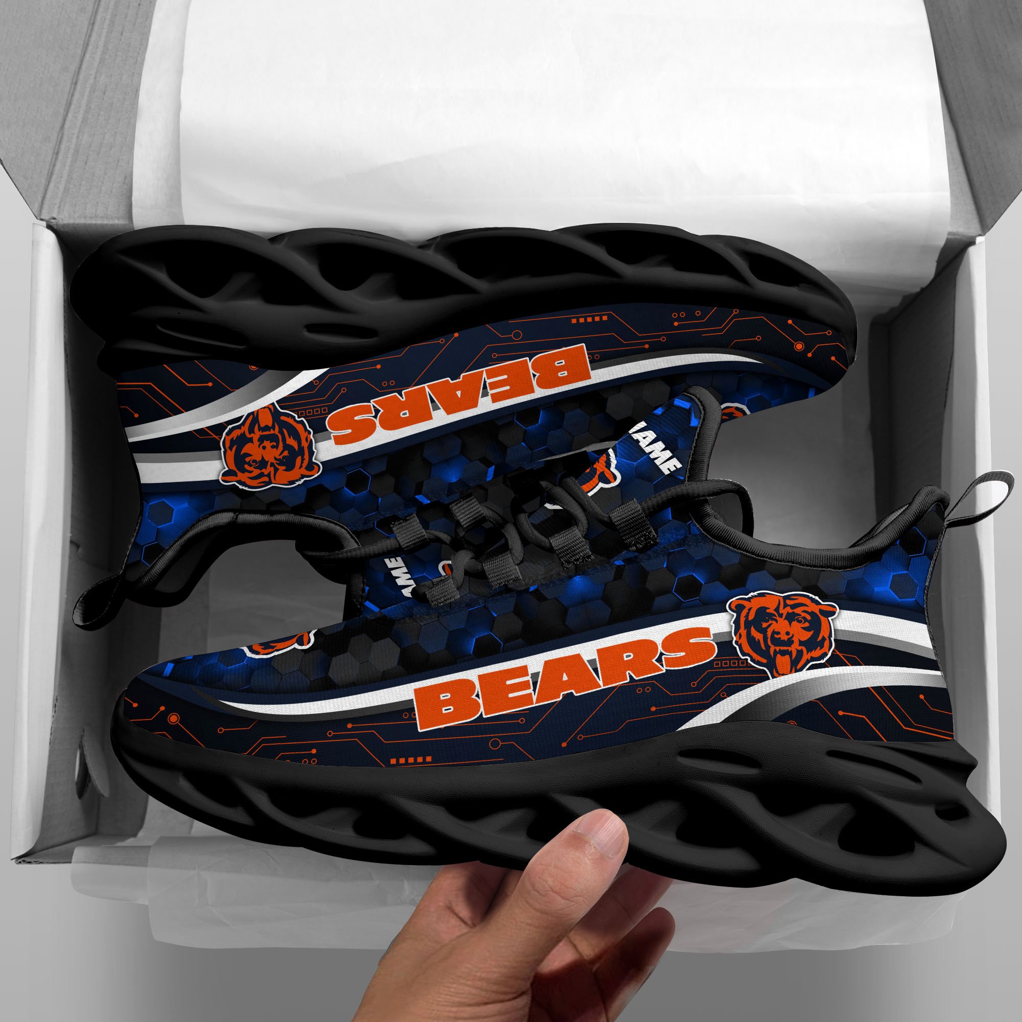 Alternative view of Chicago Bears Black Clunky Sneakers Custom Name, Max Soul Shoes, Sport Gifts ETRG-03311530