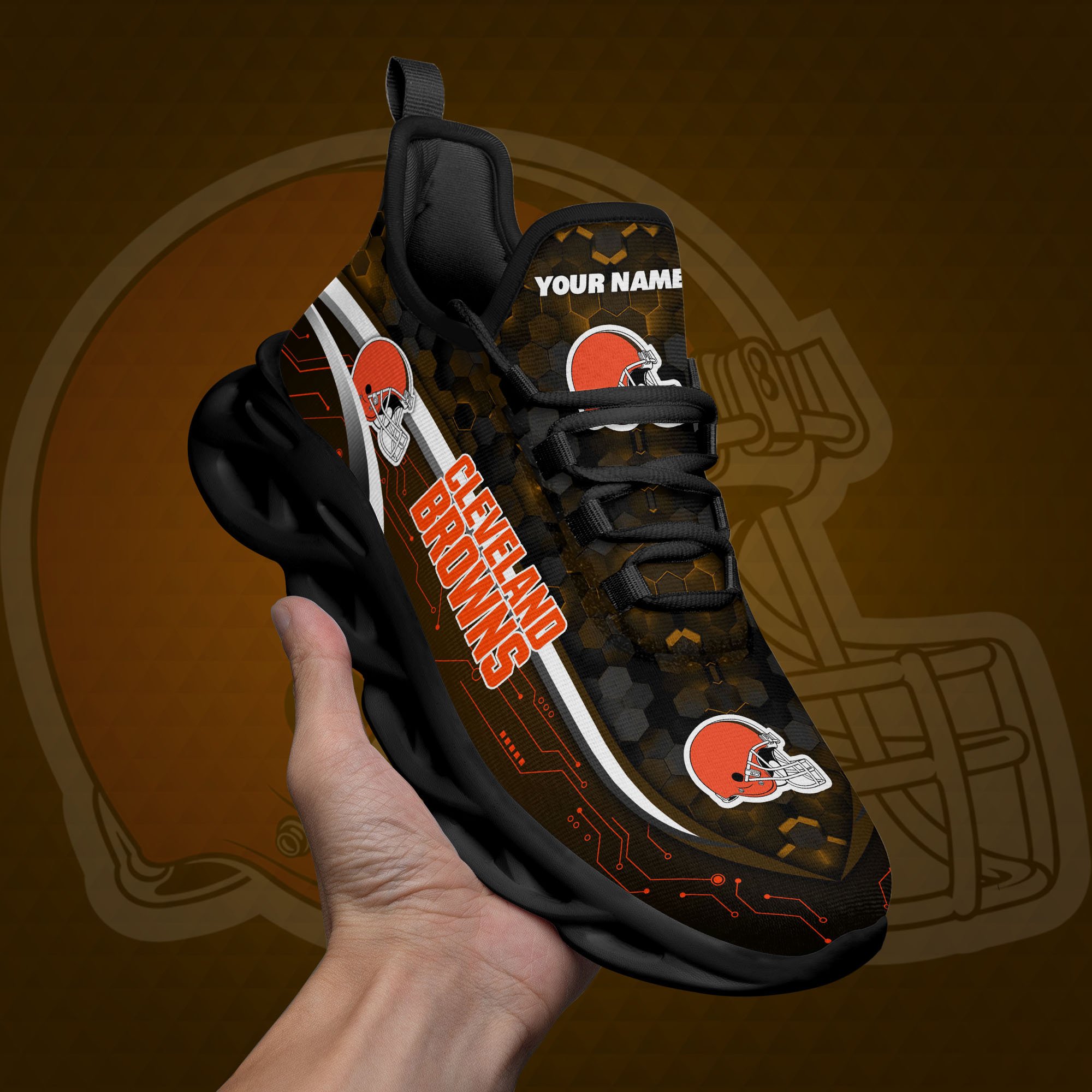 Cleveland Browns Black Clunky Sneakers Custom Name, Max Soul Shoes, Sport Gifts ETRG-03311530