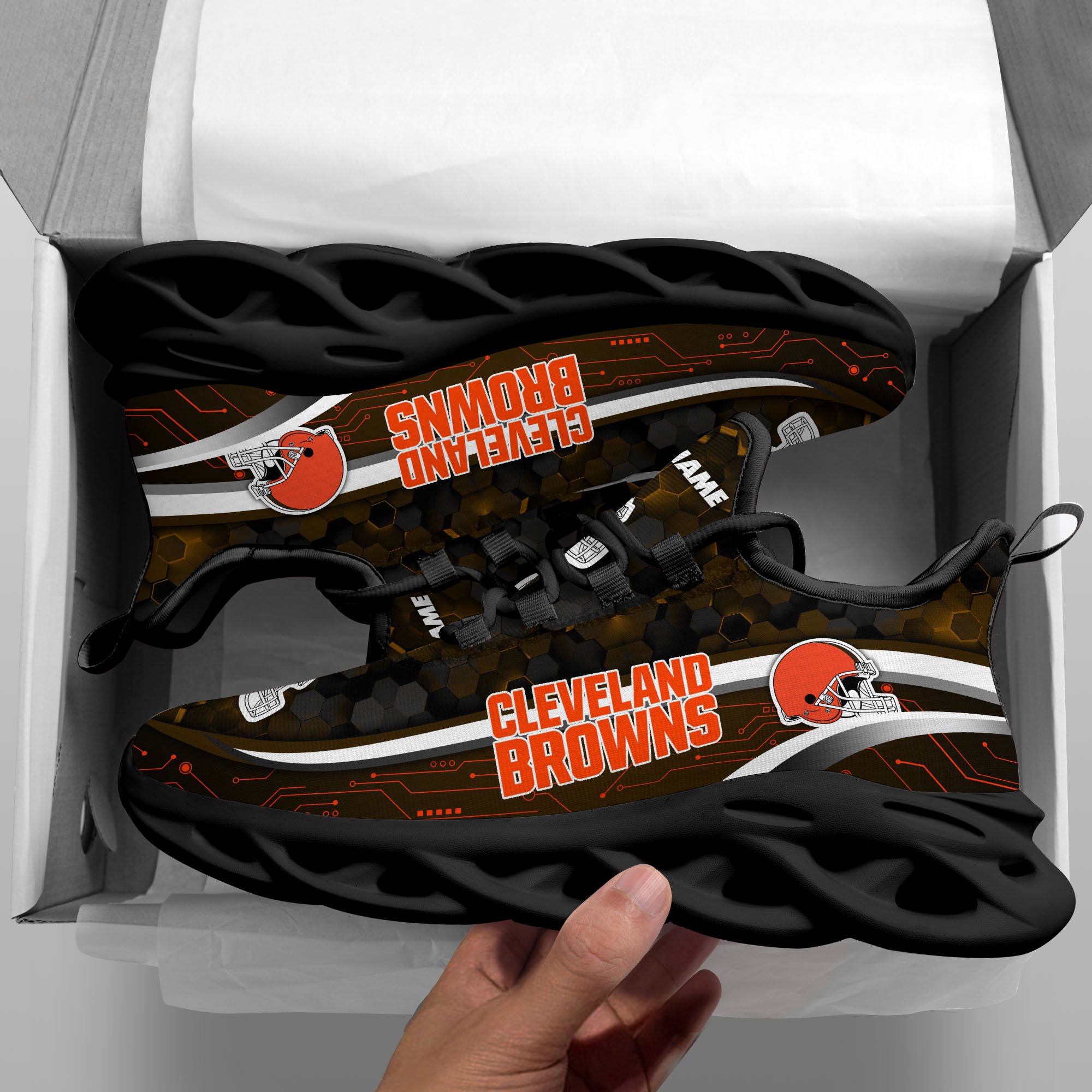 Alternative view of Cleveland Browns Black Clunky Sneakers Custom Name, Max Soul Shoes, Sport Gifts ETRG-03311530