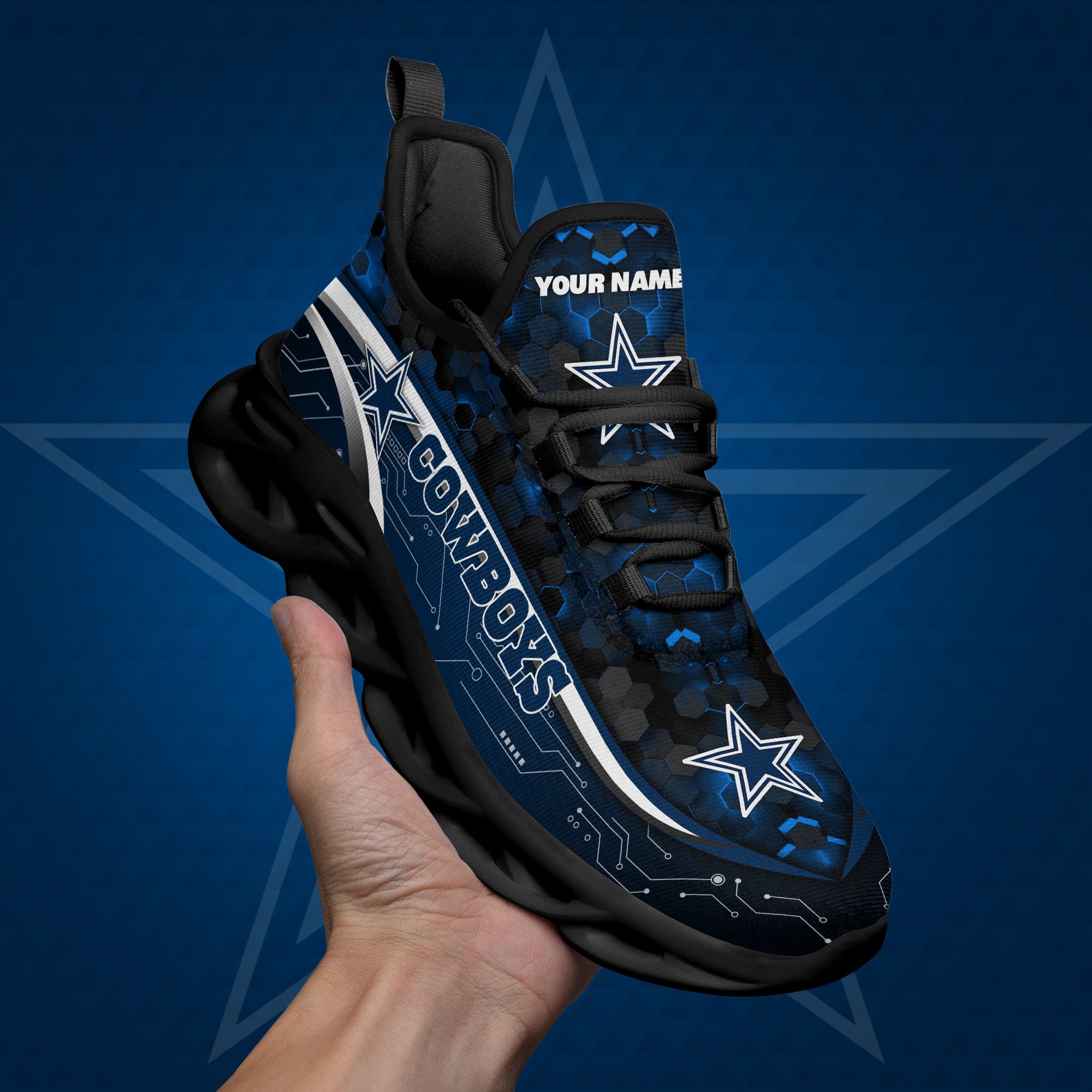 Dallas Cowboys Black Clunky Sneakers Custom Name, Max Soul Shoes, Sport Gifts ETRG-03311530