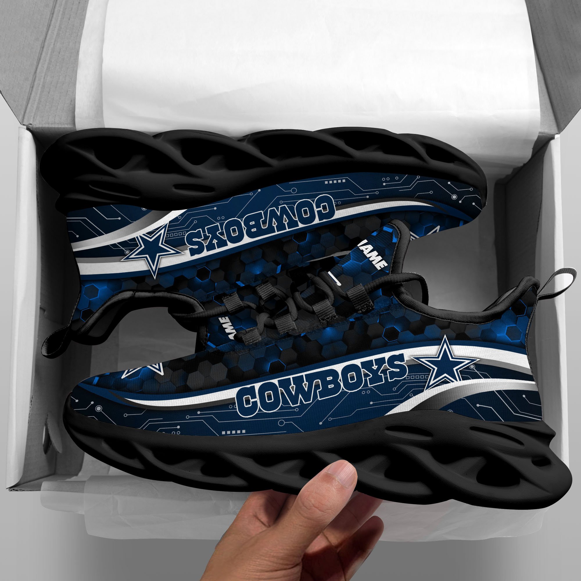 Alternative view of Dallas Cowboys Black Clunky Sneakers Custom Name, Max Soul Shoes, Sport Gifts ETRG-03311530