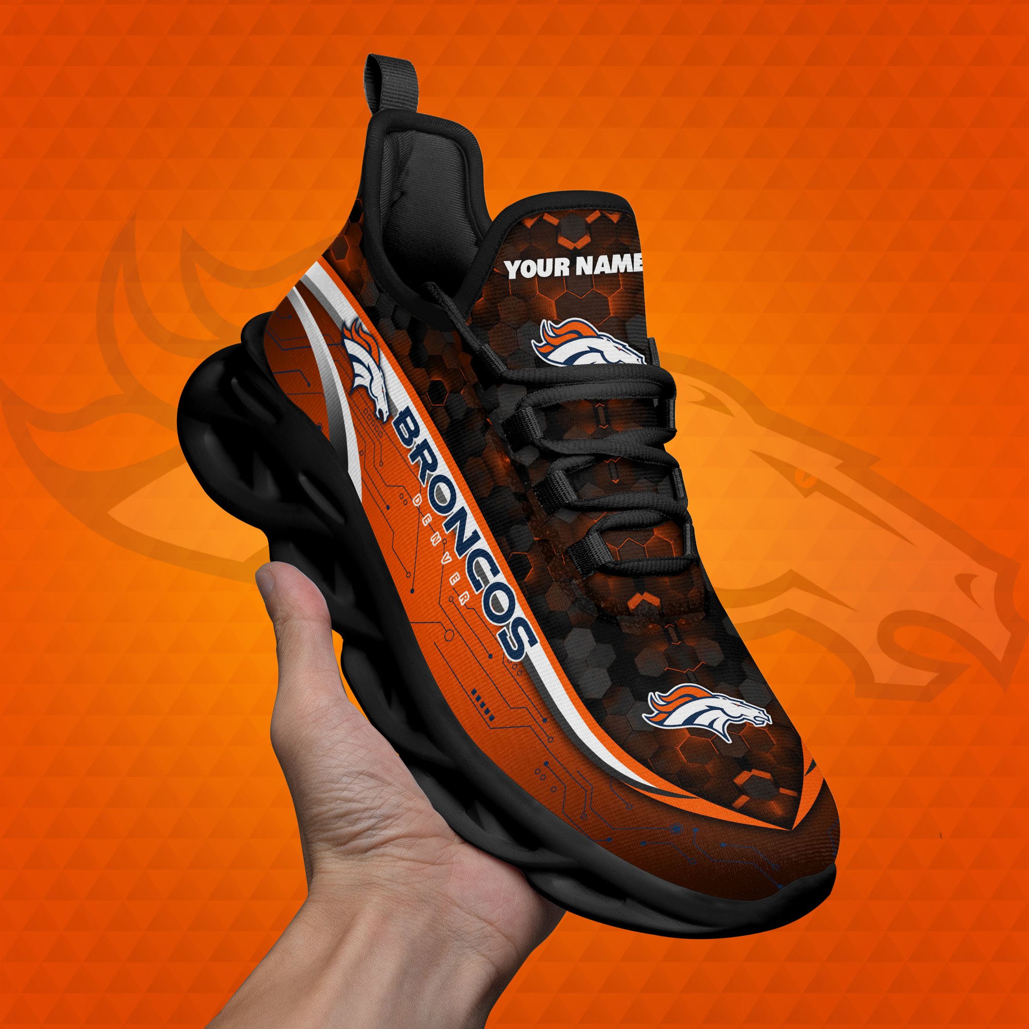 Denver Broncos Black Clunky Sneakers Custom Name, Max Soul Shoes, Sport Gifts ETRG-03311530