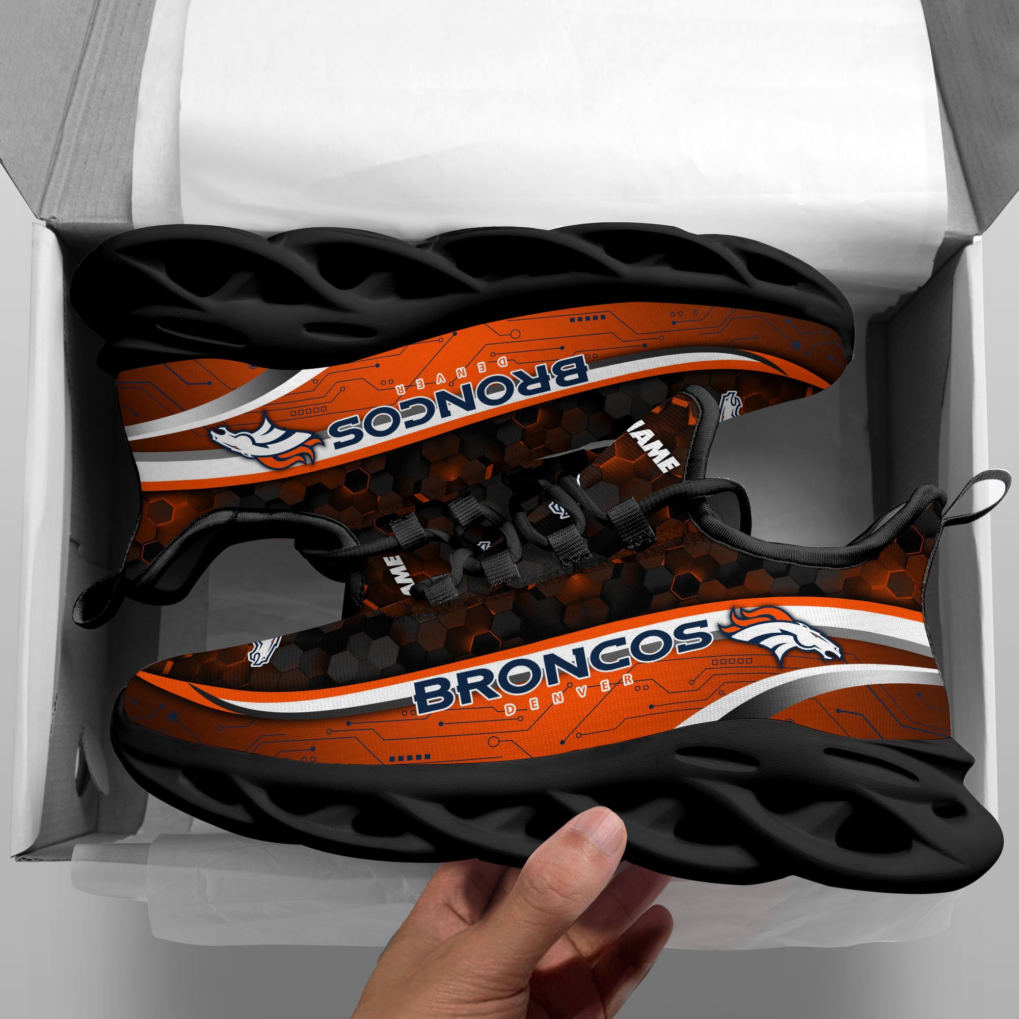 Alternative view of Denver Broncos Black Clunky Sneakers Custom Name, Max Soul Shoes, Sport Gifts ETRG-03311530