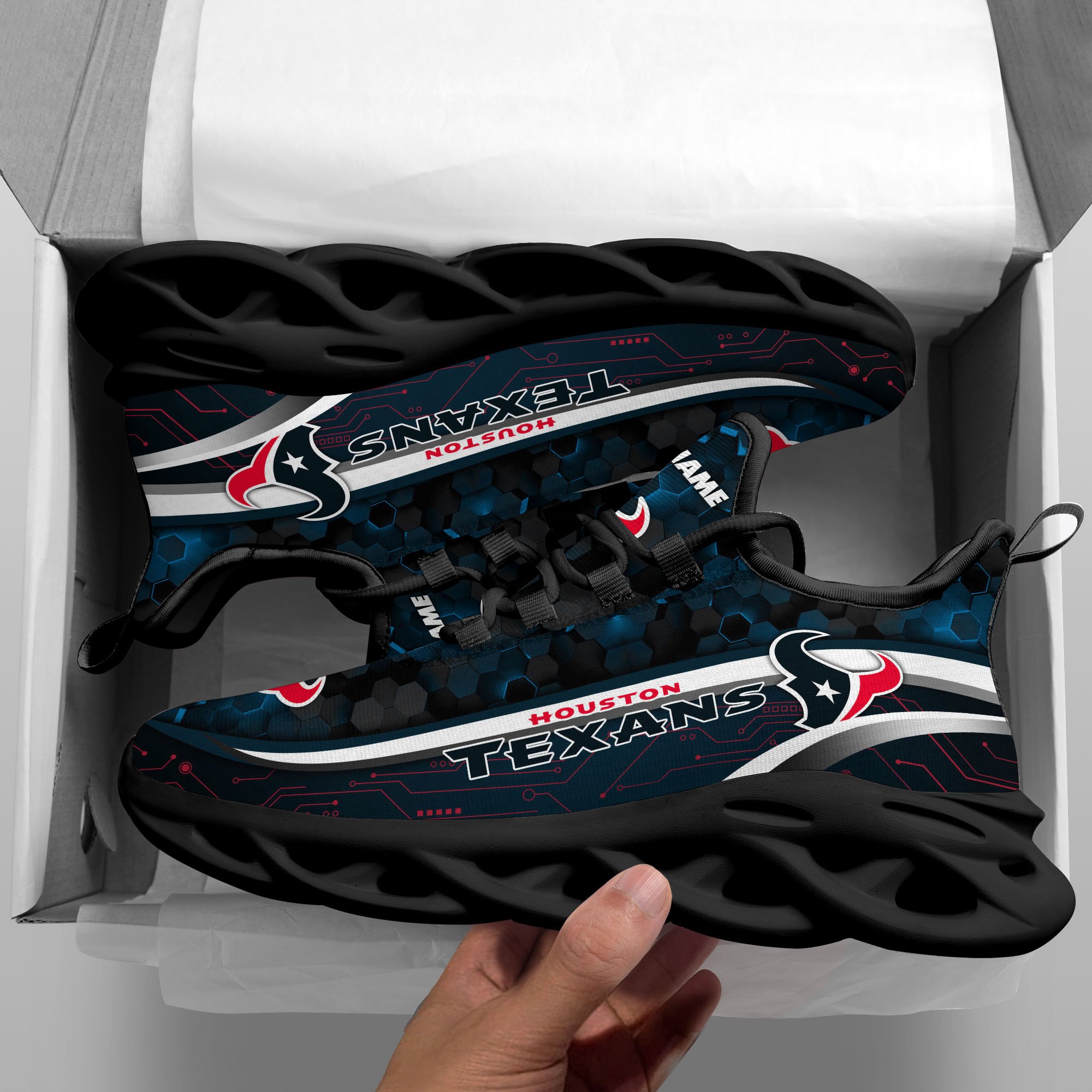 Alternative view of Houston Texans Black Clunky Sneakers Custom Name, Max Soul Shoes, Sport Gifts ETRG-03311530