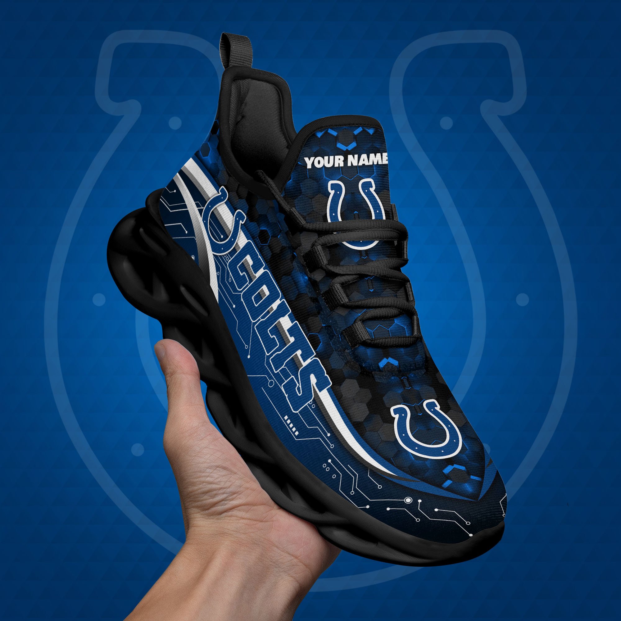 Indianapolis Colts Black Clunky Sneakers Custom Name, Max Soul Shoes, Sport Gifts ETRG-03311530