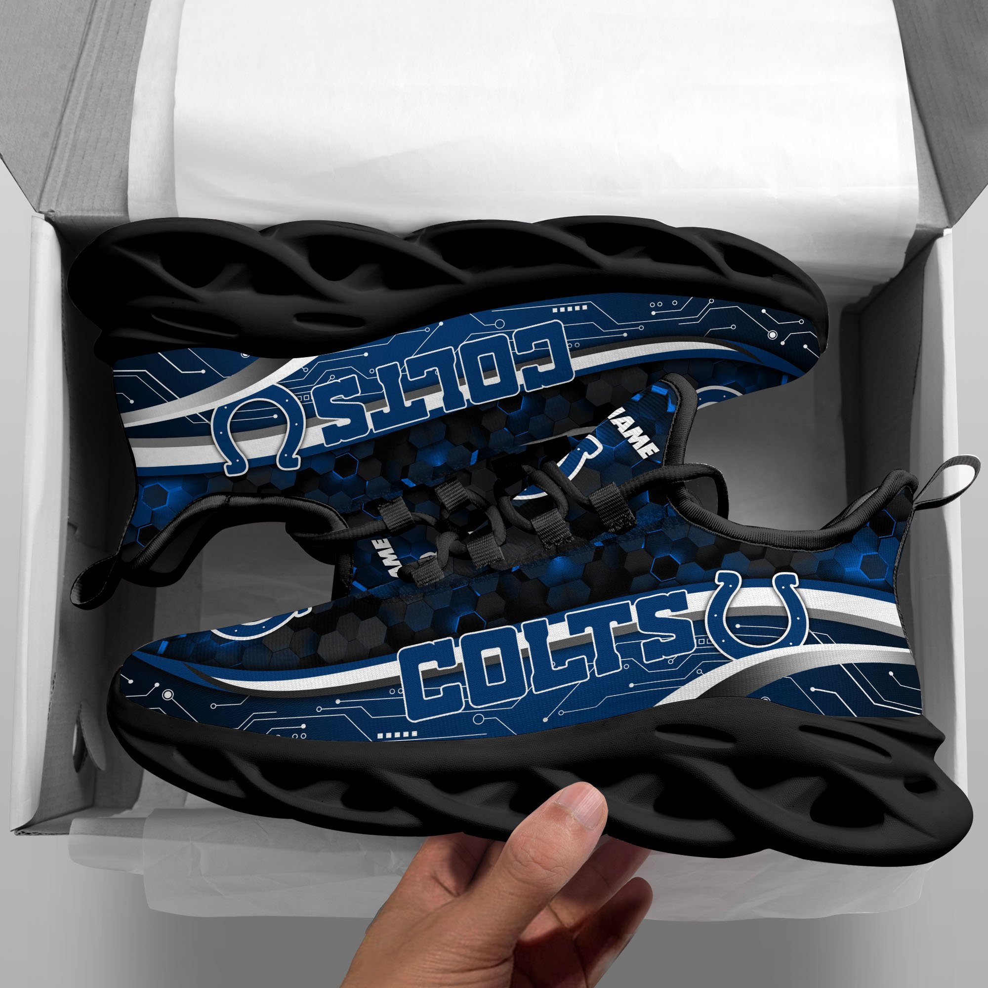 Alternative view of Indianapolis Colts Black Clunky Sneakers Custom Name, Max Soul Shoes, Sport Gifts ETRG-03311530