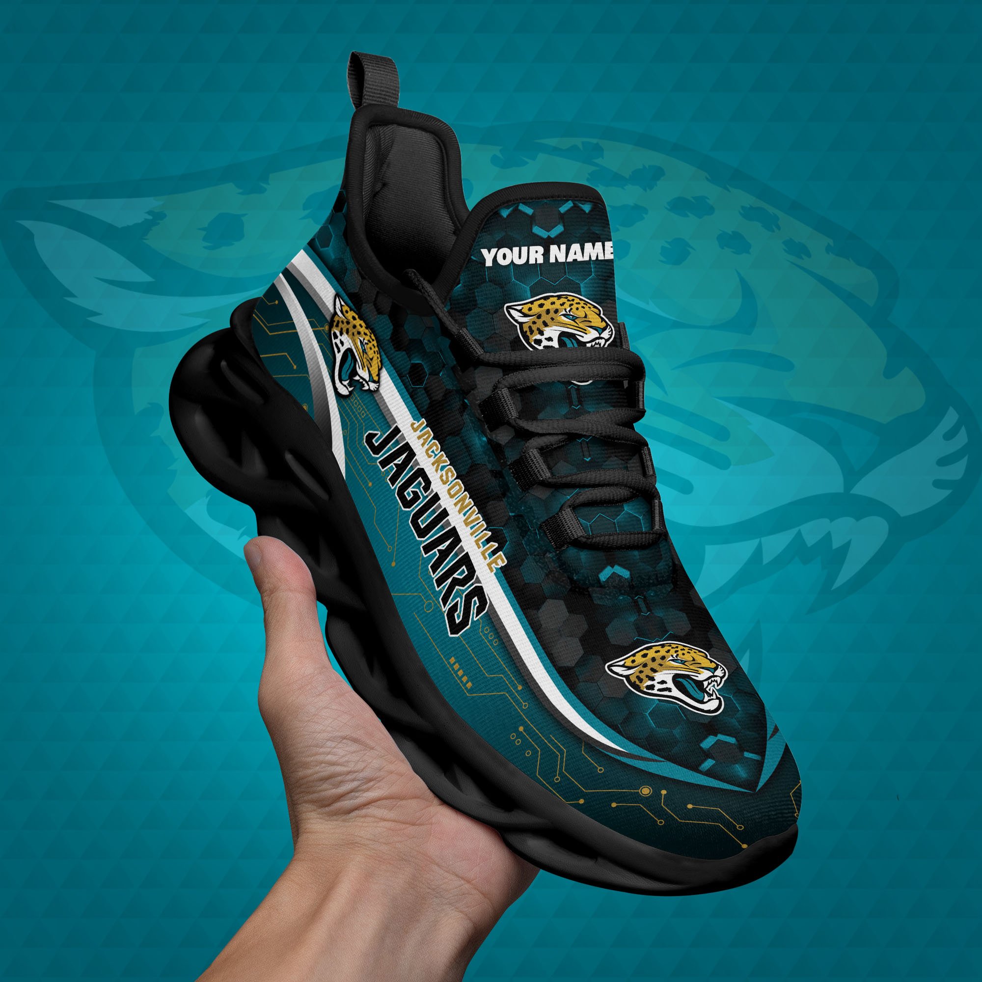 Jacksonville Jaguars Black Clunky Sneakers Custom Name, Max Soul Shoes, Sport Gifts ETRG-03311530