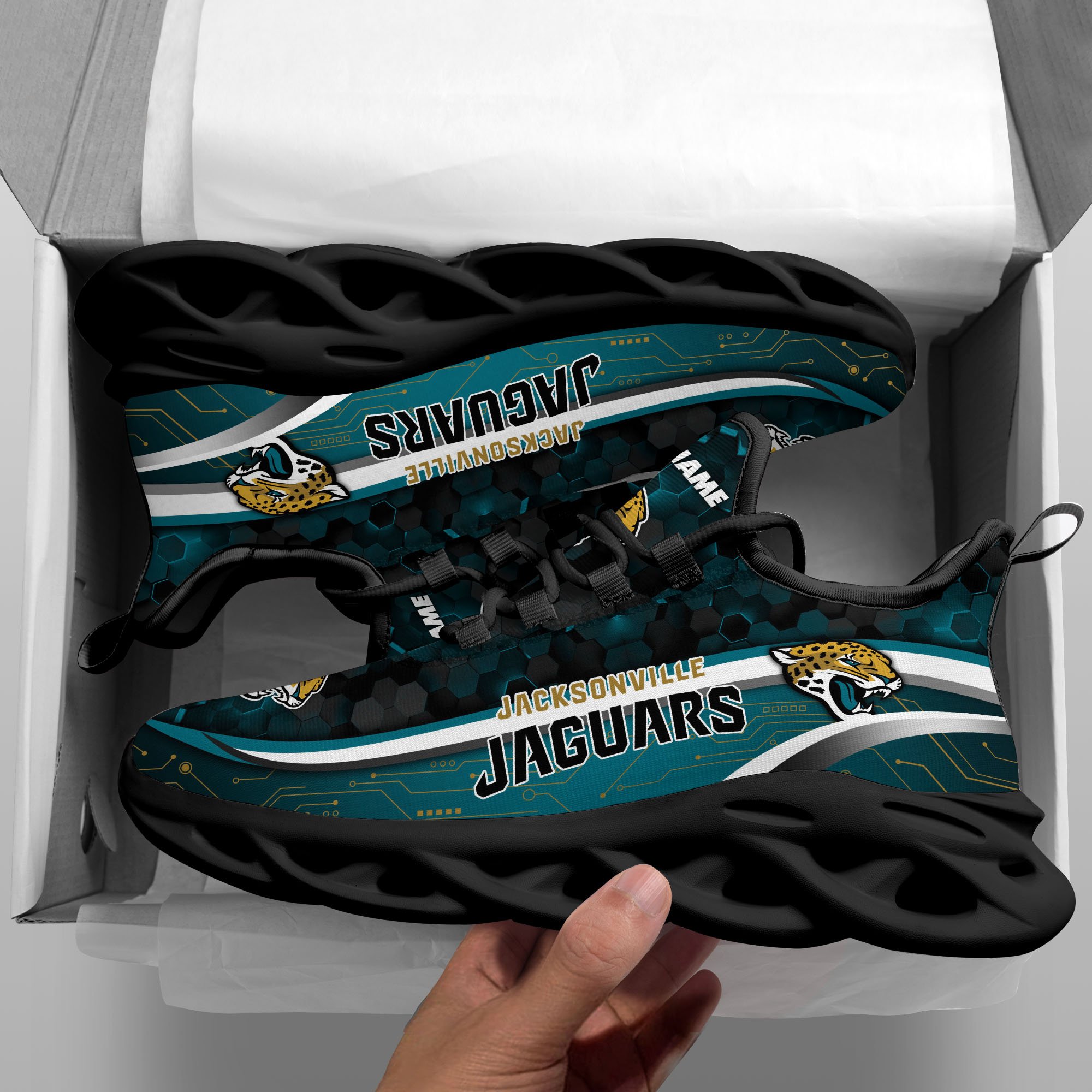Alternative view of Jacksonville Jaguars Black Clunky Sneakers Custom Name, Max Soul Shoes, Sport Gifts ETRG-03311530