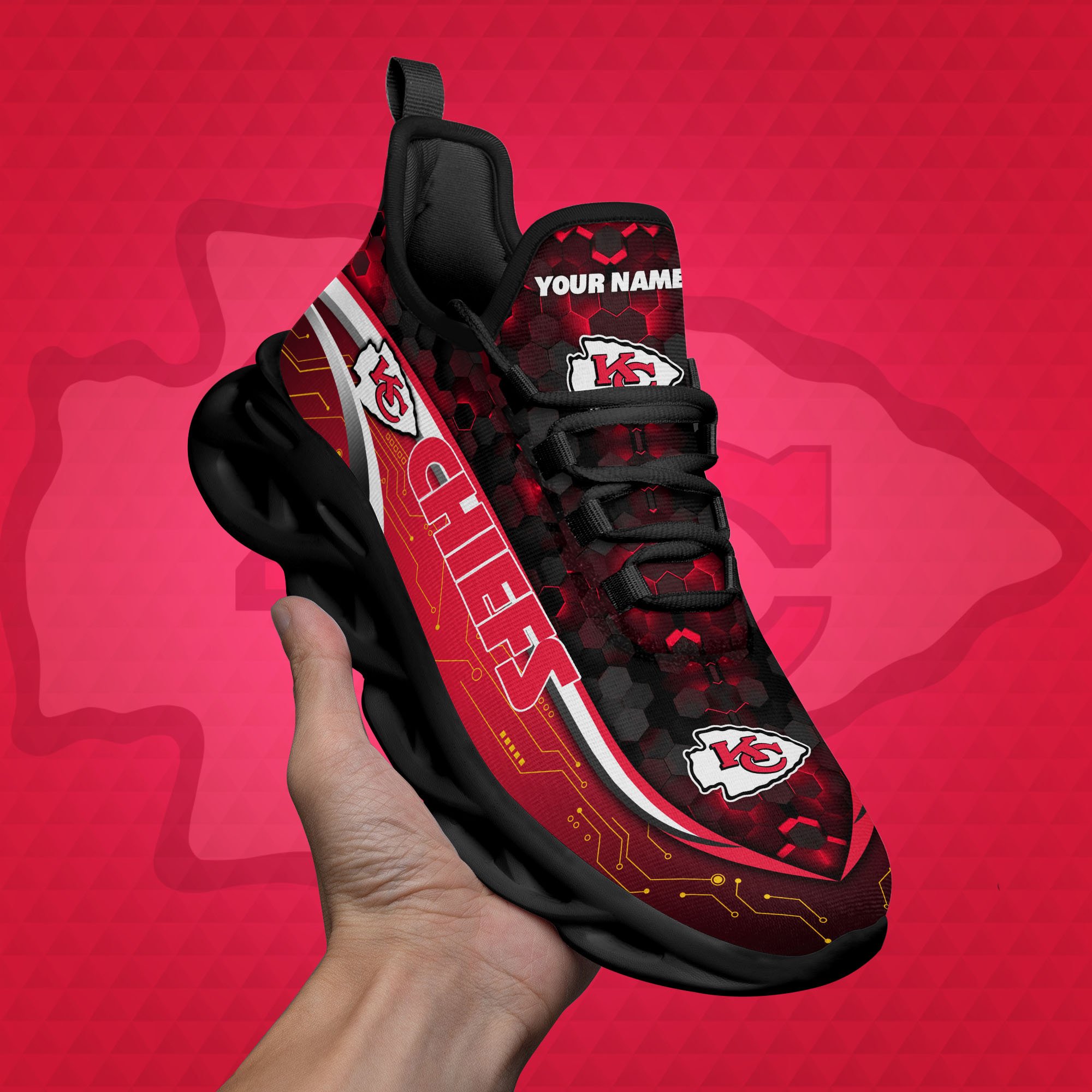 Kansas City Chiefs Black Clunky Sneakers Custom Name, Max Soul Shoes, Sport Gifts ETRG-03311530