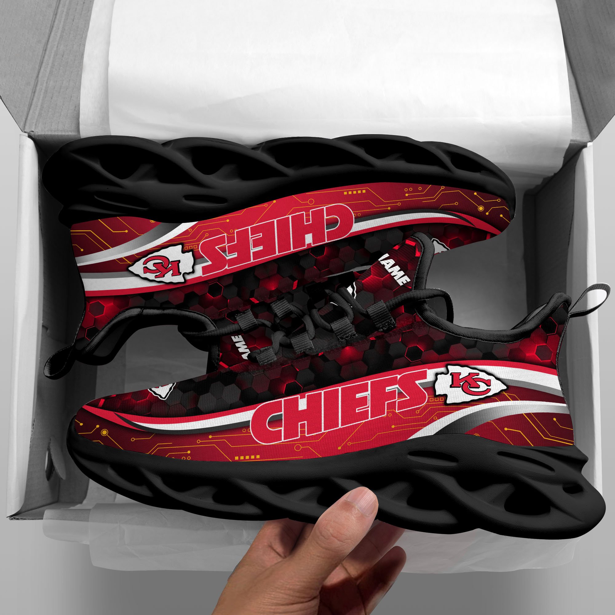 Alternative view of Kansas City Chiefs Black Clunky Sneakers Custom Name, Max Soul Shoes, Sport Gifts ETRG-03311530