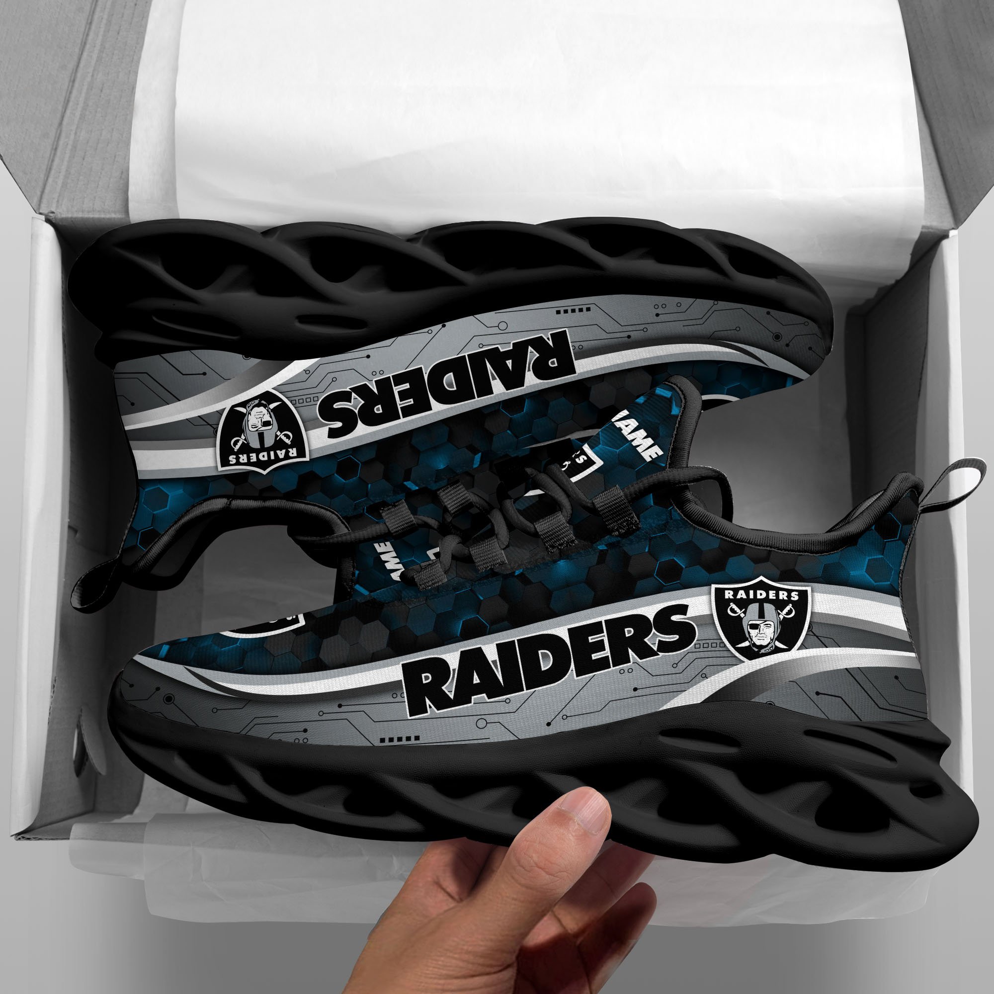 Alternative view of Las Vegas Raiders Black Clunky Sneakers Custom Name, Max Soul Shoes, Sport Gifts ETRG-03311530