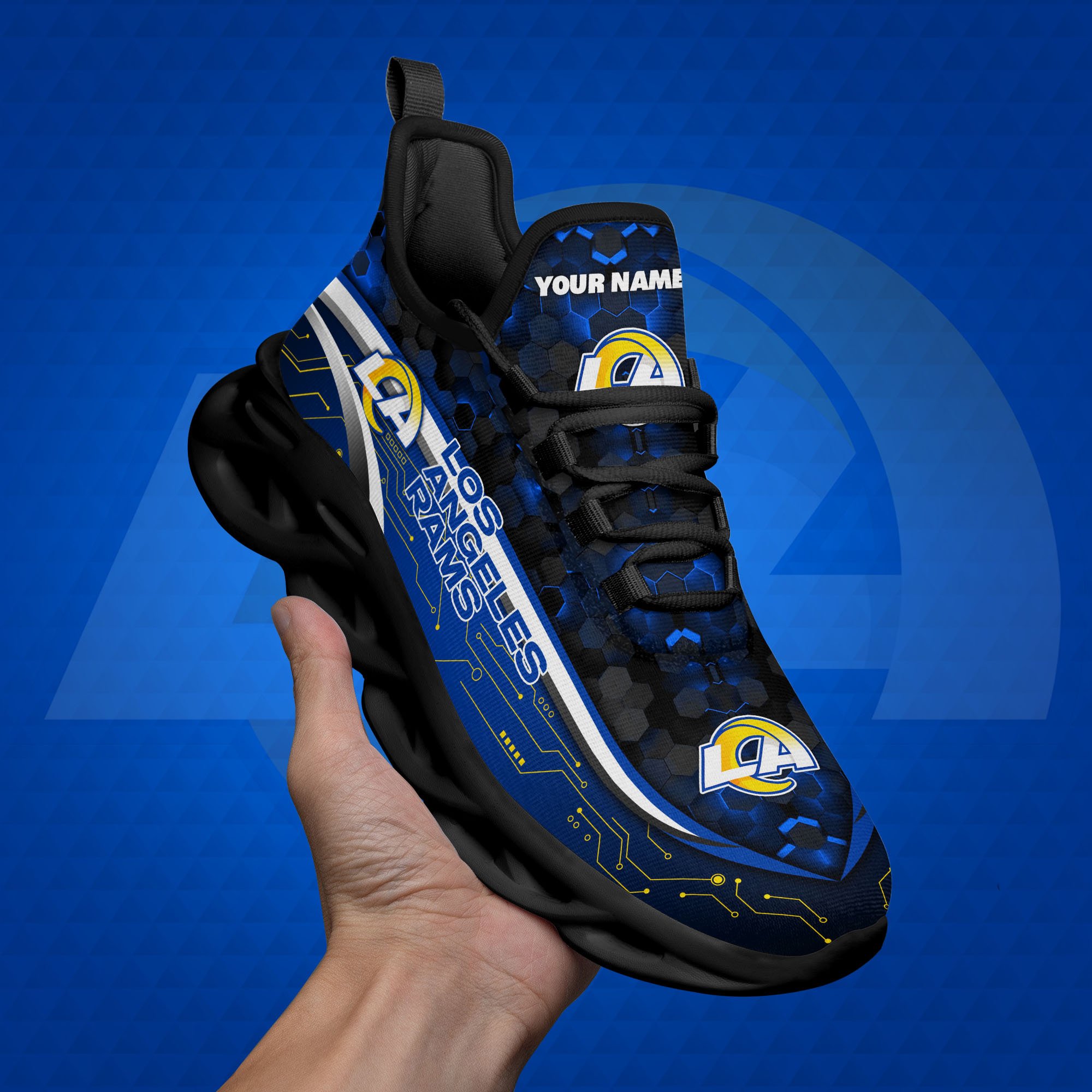 Los Angeles Rams Black Clunky Sneakers Custom Name, Max Soul Shoes, Sport Gifts ETRG-03311530