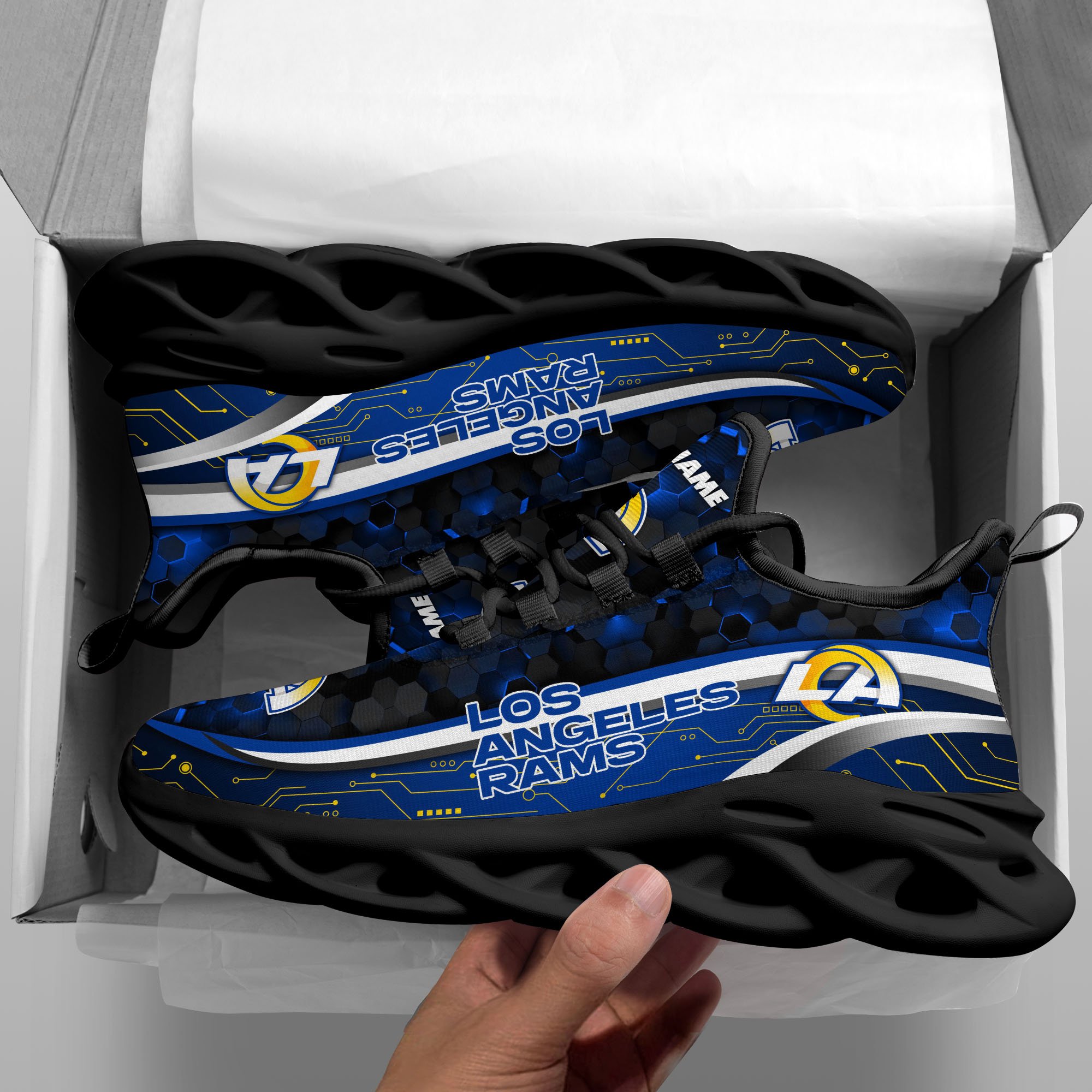 Alternative view of Los Angeles Rams Black Clunky Sneakers Custom Name, Max Soul Shoes, Sport Gifts ETRG-03311530