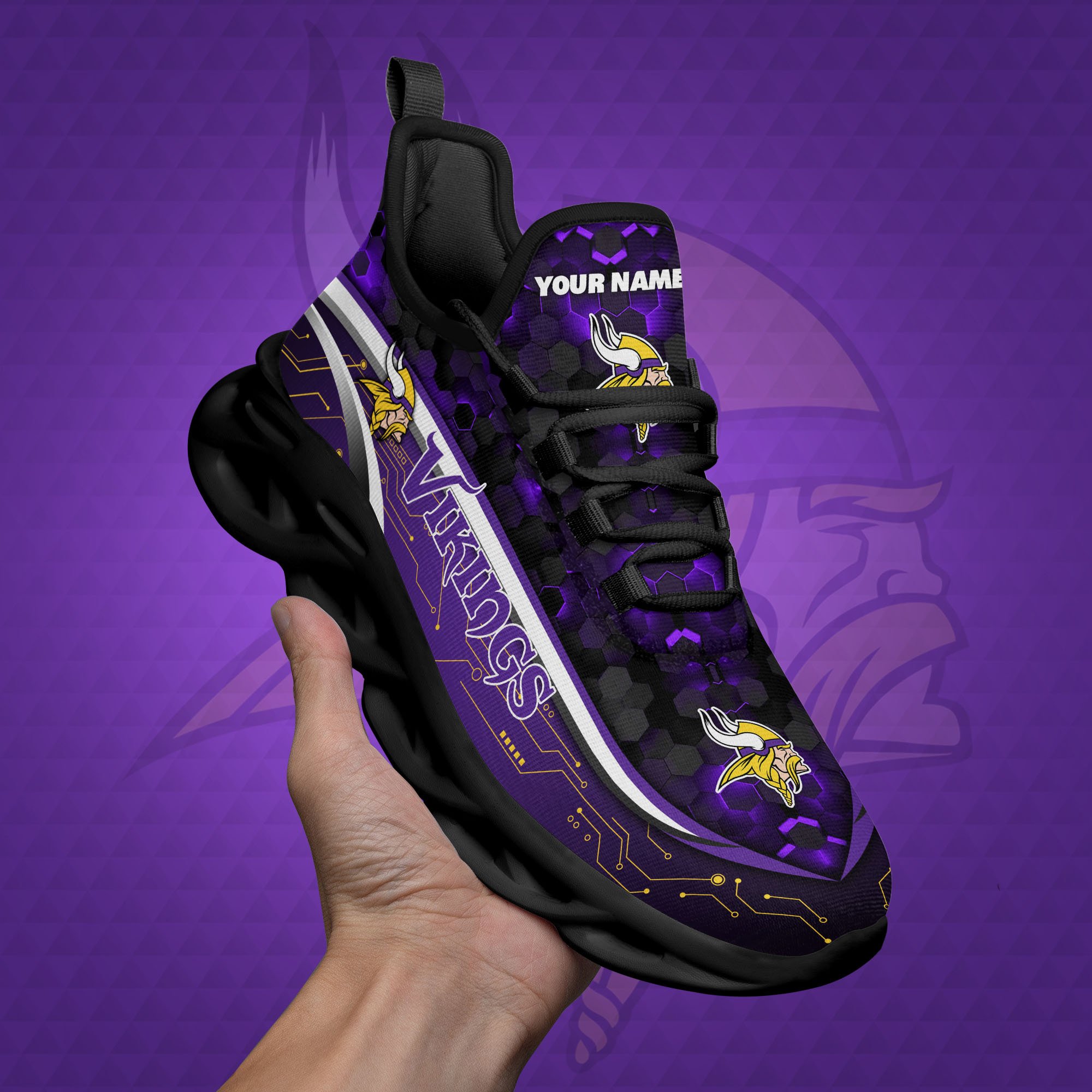 Minnesota Vikings Black Clunky Sneakers Custom Name, Max Soul Shoes, Sport Gifts ETRG-03311530