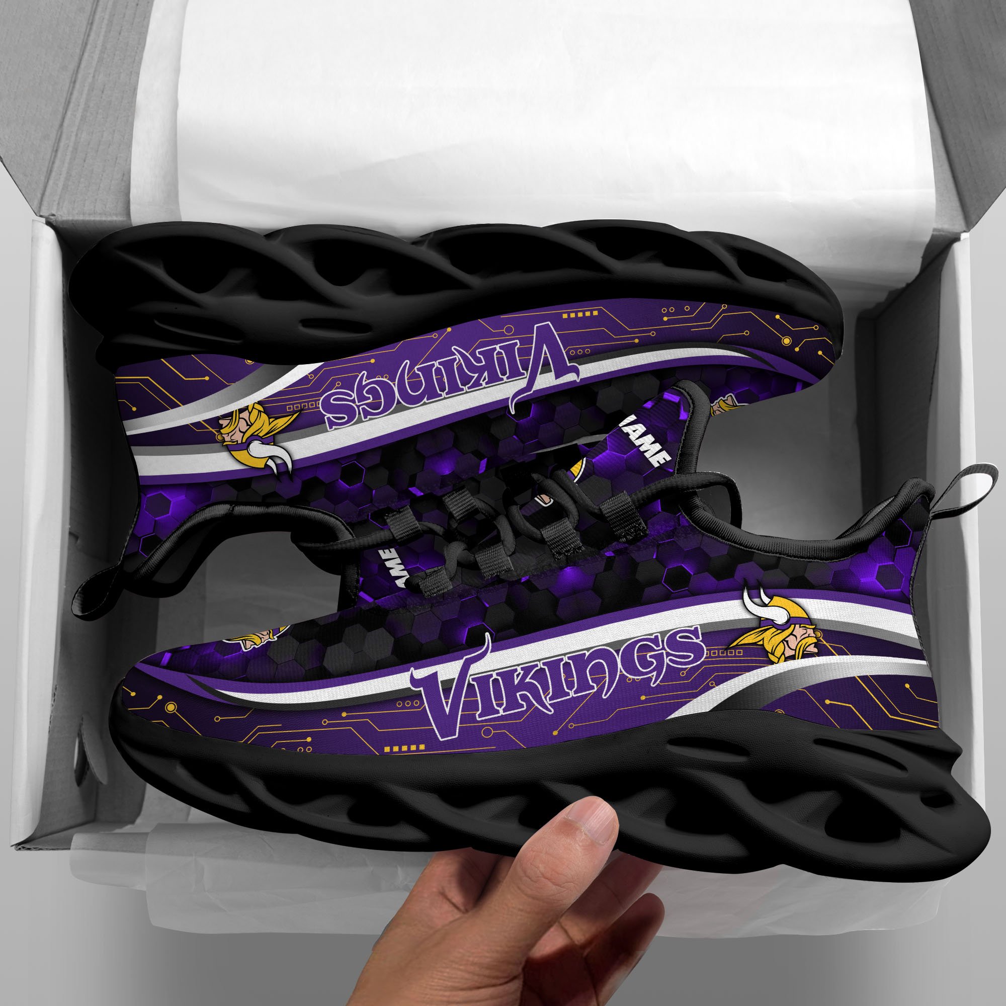 Alternative view of Minnesota Vikings Black Clunky Sneakers Custom Name, Max Soul Shoes, Sport Gifts ETRG-03311530