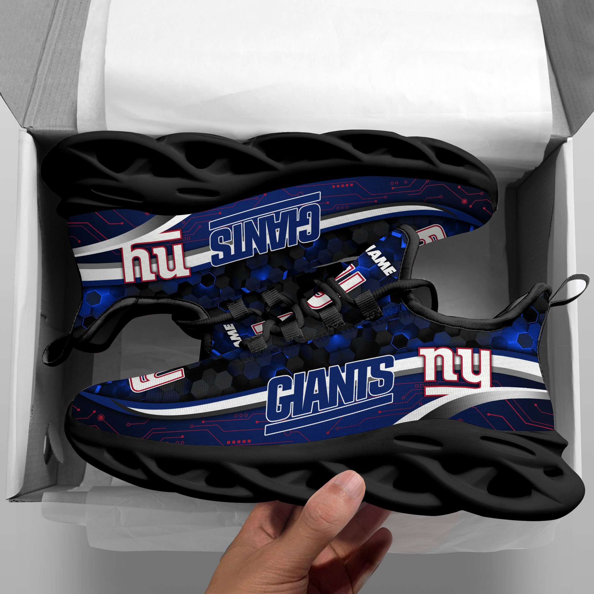 Alternative view of New York Giants Black Clunky Sneakers Custom Name, Max Soul Shoes, Sport Gifts ETRG-03311530