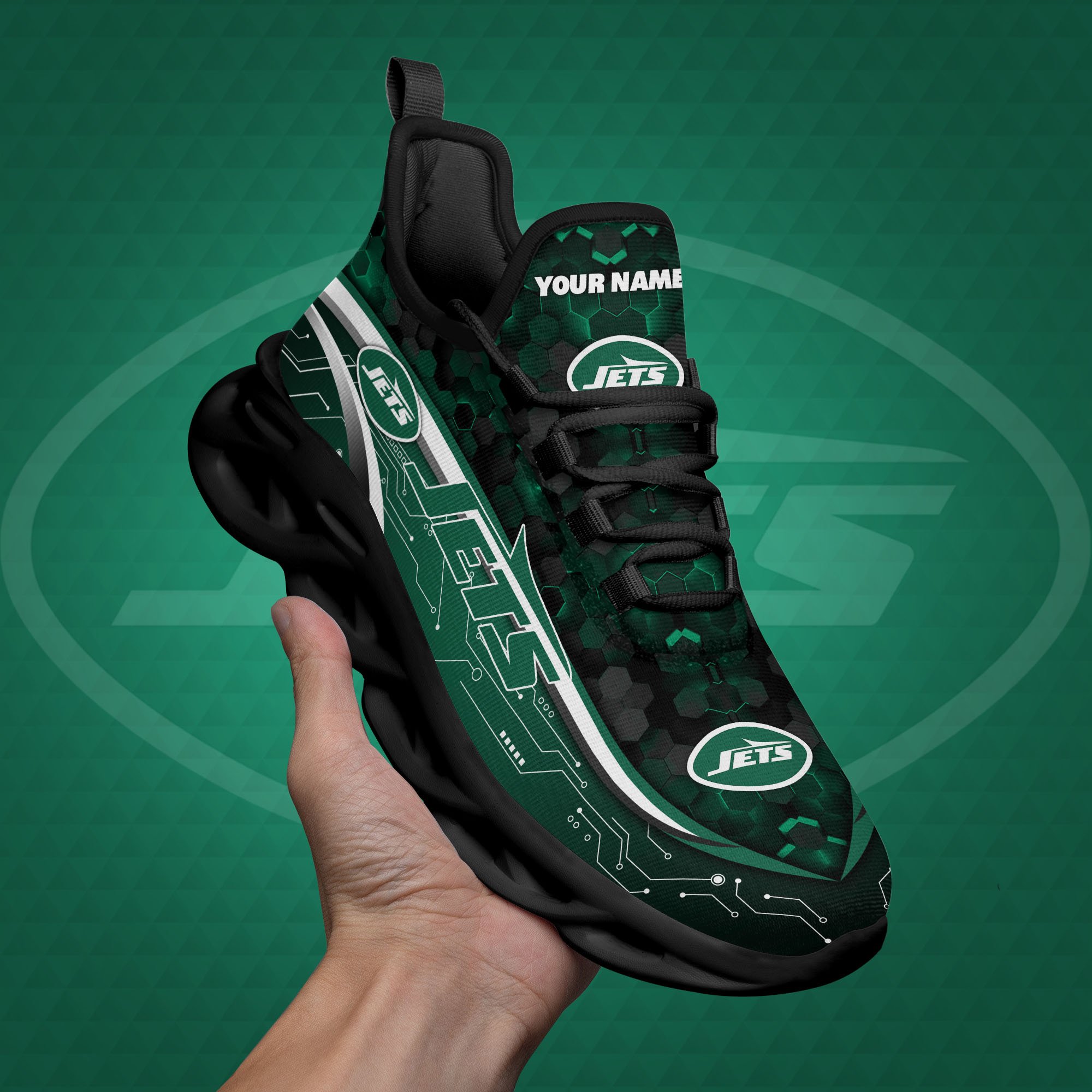 New York Jets Black Clunky Sneakers Custom Name, Max Soul Shoes, Sport Gifts ETRG-03311530