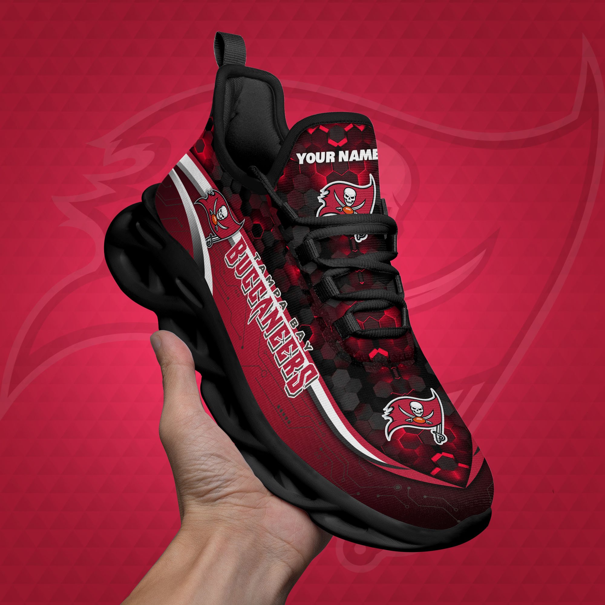 Tampa Bay Buccaneers Black Clunky Sneakers Custom Name, Max Soul Shoes, Sport Gifts ETRG-03311530