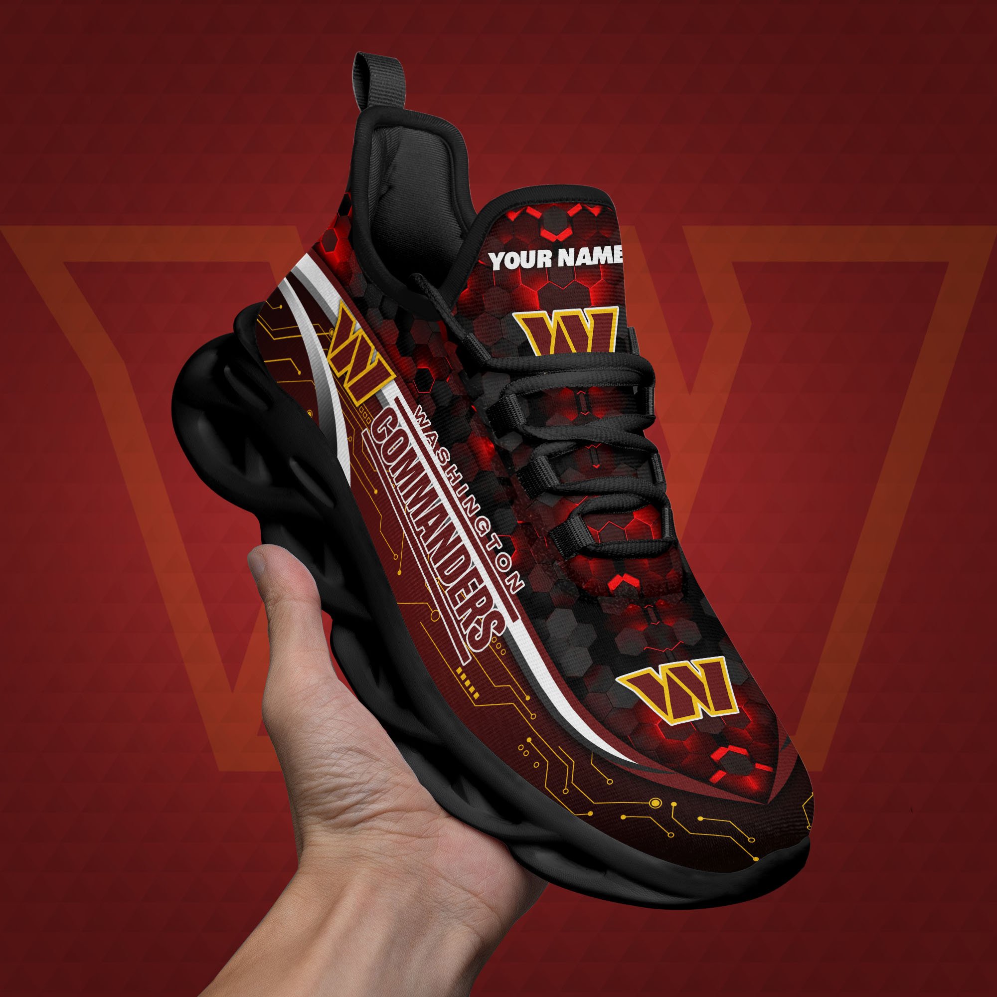 Washington Commanders Black Clunky Sneakers Custom Name, Max Soul Shoes, Sport Gifts ETRG-03311530