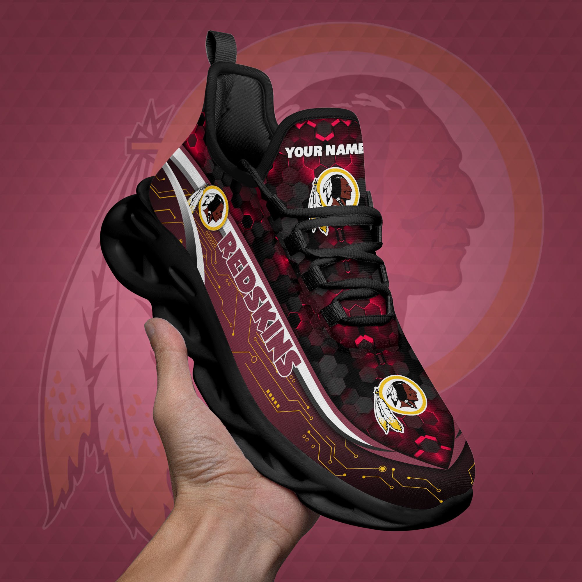 Washington Redskins Black Clunky Sneakers Custom Name, Max Soul Shoes, Sport Gifts ETRG-03311530