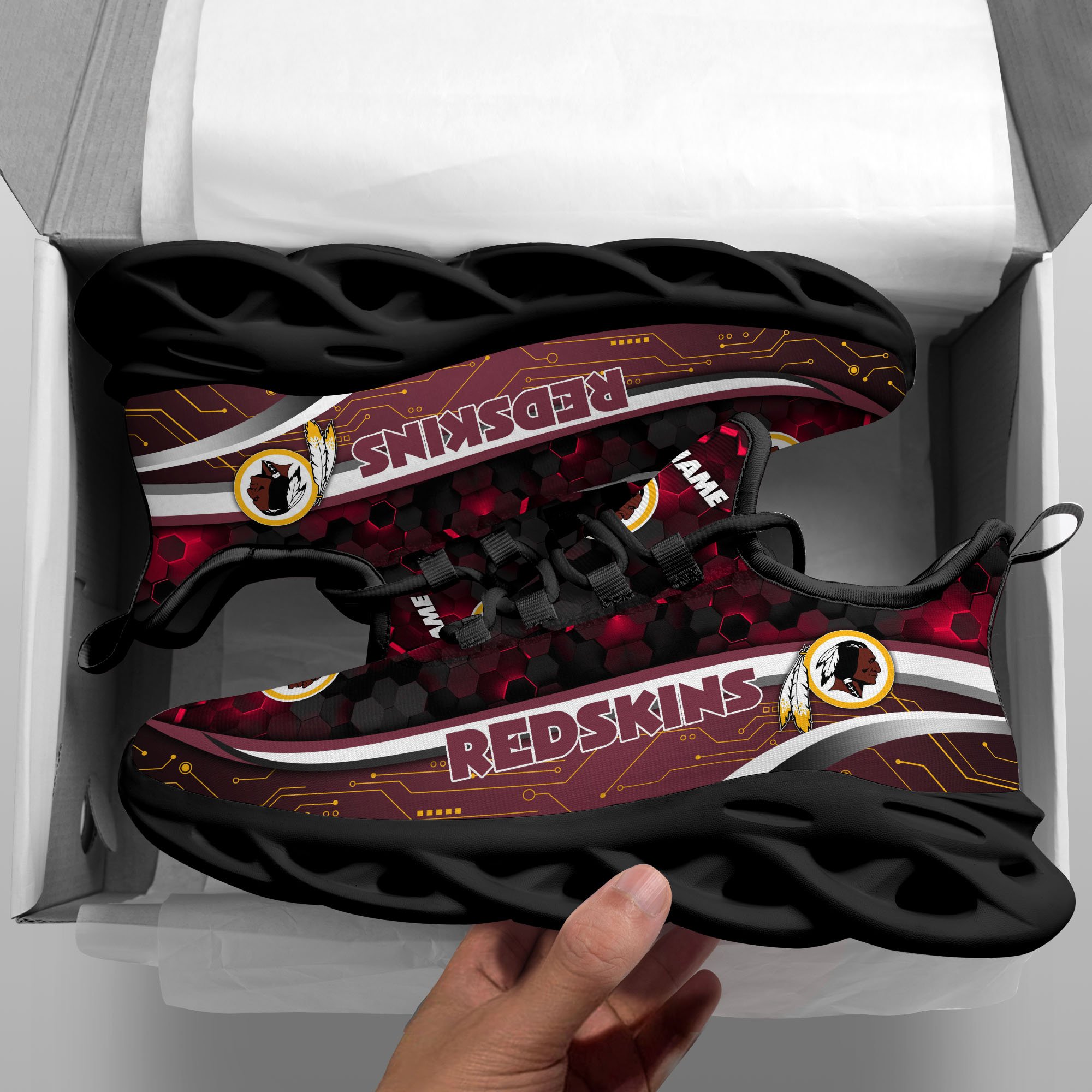 Alternative view of Washington Redskins Black Clunky Sneakers Custom Name, Max Soul Shoes, Sport Gifts ETRG-03311530