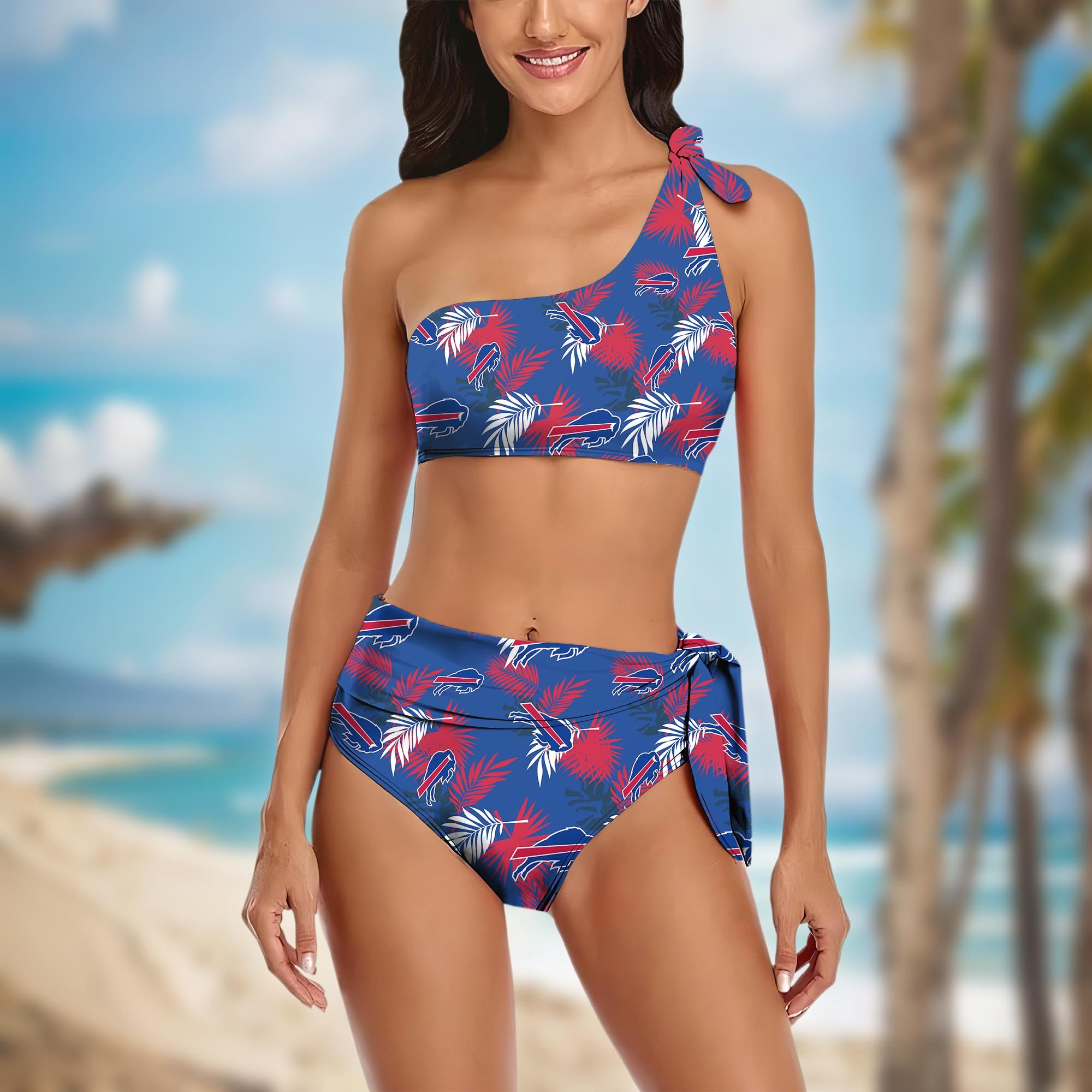 Buffalo Bills Women's One-shoulder Two Piece Swimsuit Set Custom Your Name, Bikini Suit Set, Football Gift EHIVM-03261465