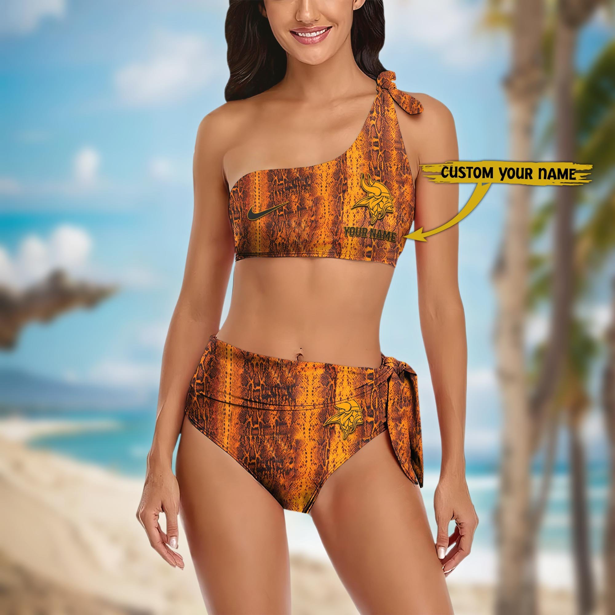 Alternative view of Minnesota Vikings Women's One-shoulder Two Piece Swimsuit Set Custom Your Name, Bikini Suit Set, Football Gift EHIVM-03281513