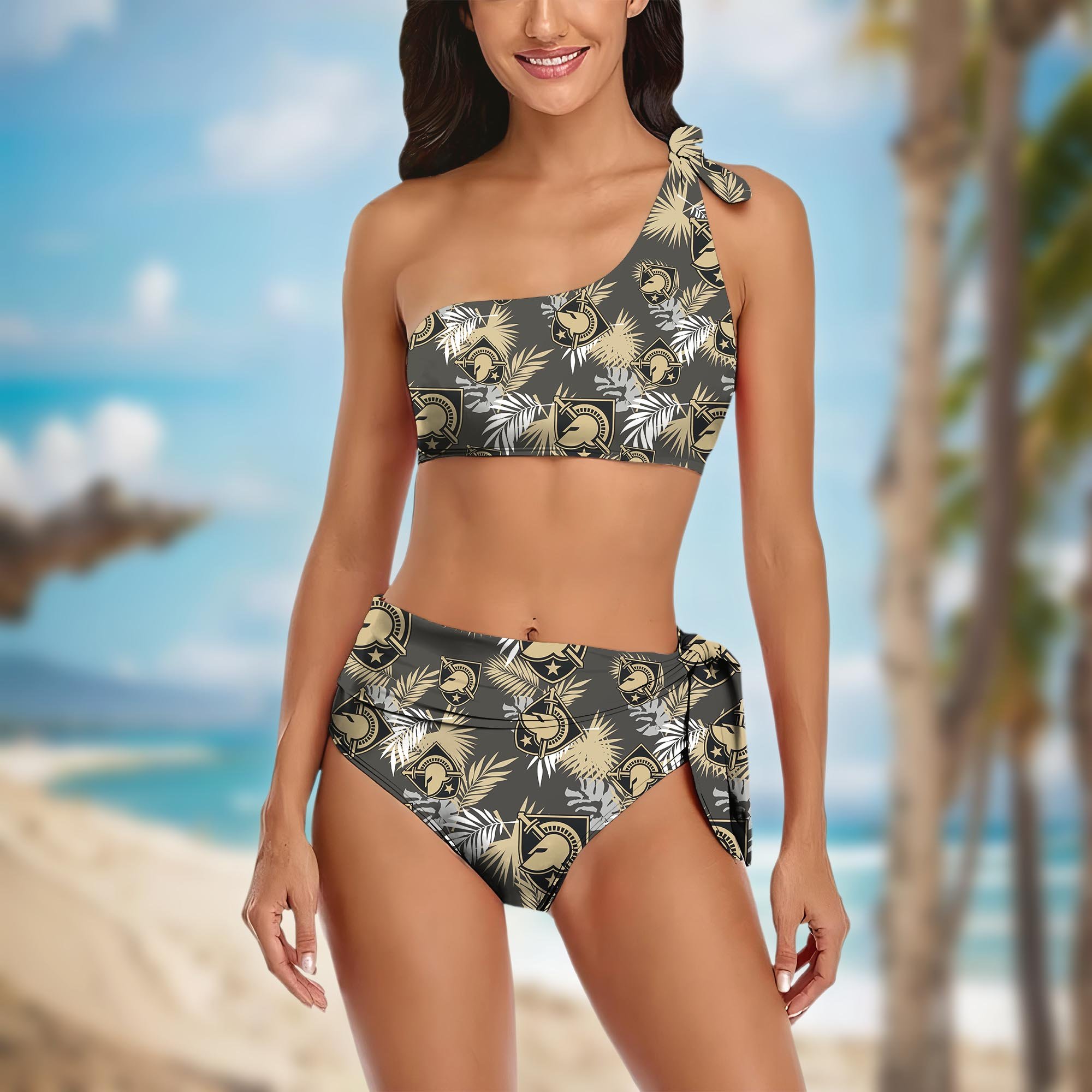 Army Black Knights Women's One-shoulder Two Piece Swimsuit Set Custom Your Name, Bikini Suit Set, Football Gift EHIVM-04011567