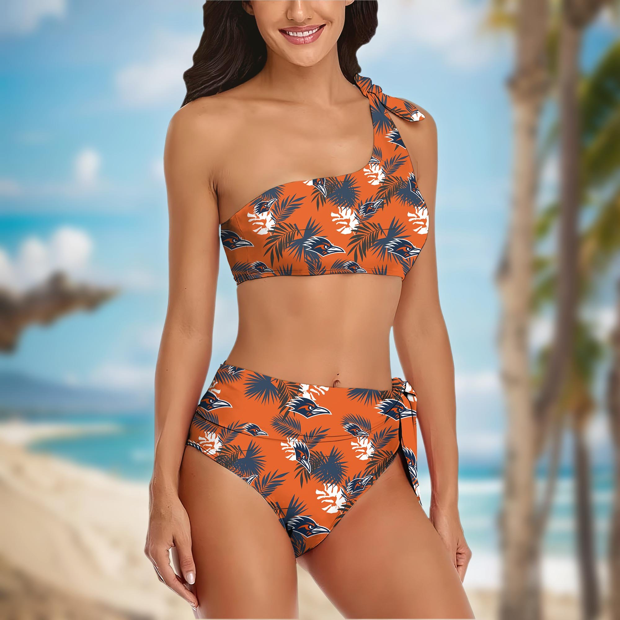 Alternative view of UTSA Roadrunners Women's One-shoulder Two Piece Swimsuit Set Custom Your Name, Bikini Suit Set, Football Gift EHIVM-04011567