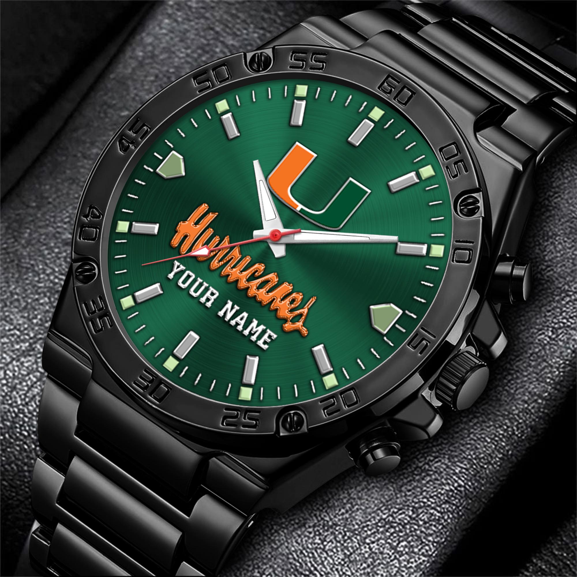 Miami Hurricanes Men's Watch Custom Your Name, Sport Men Watch, FootBall Fan Gifts EHIVM-04051644