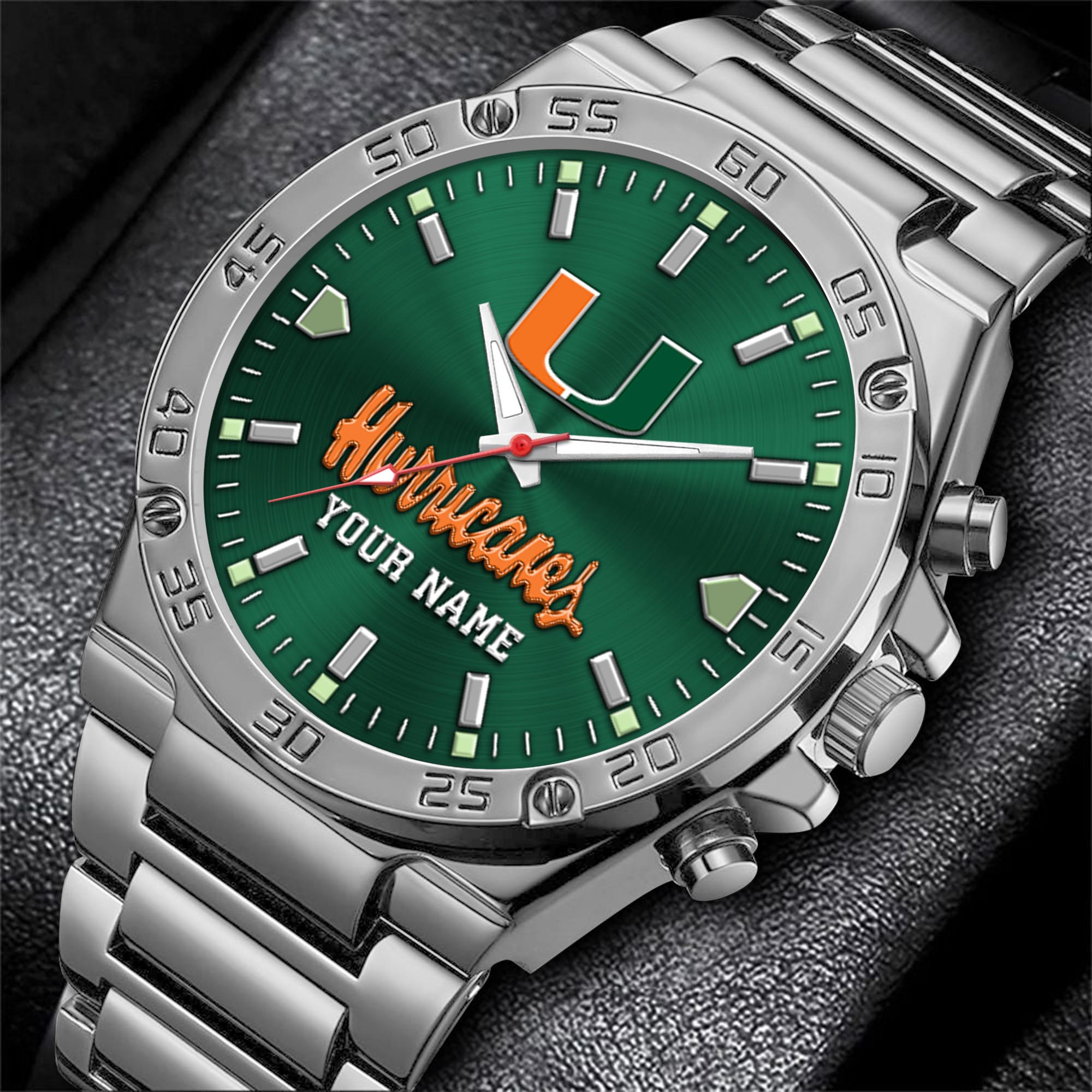 Alternative view of Miami Hurricanes Men's Watch Custom Your Name, Sport Men Watch, FootBall Fan Gifts EHIVM-04051644