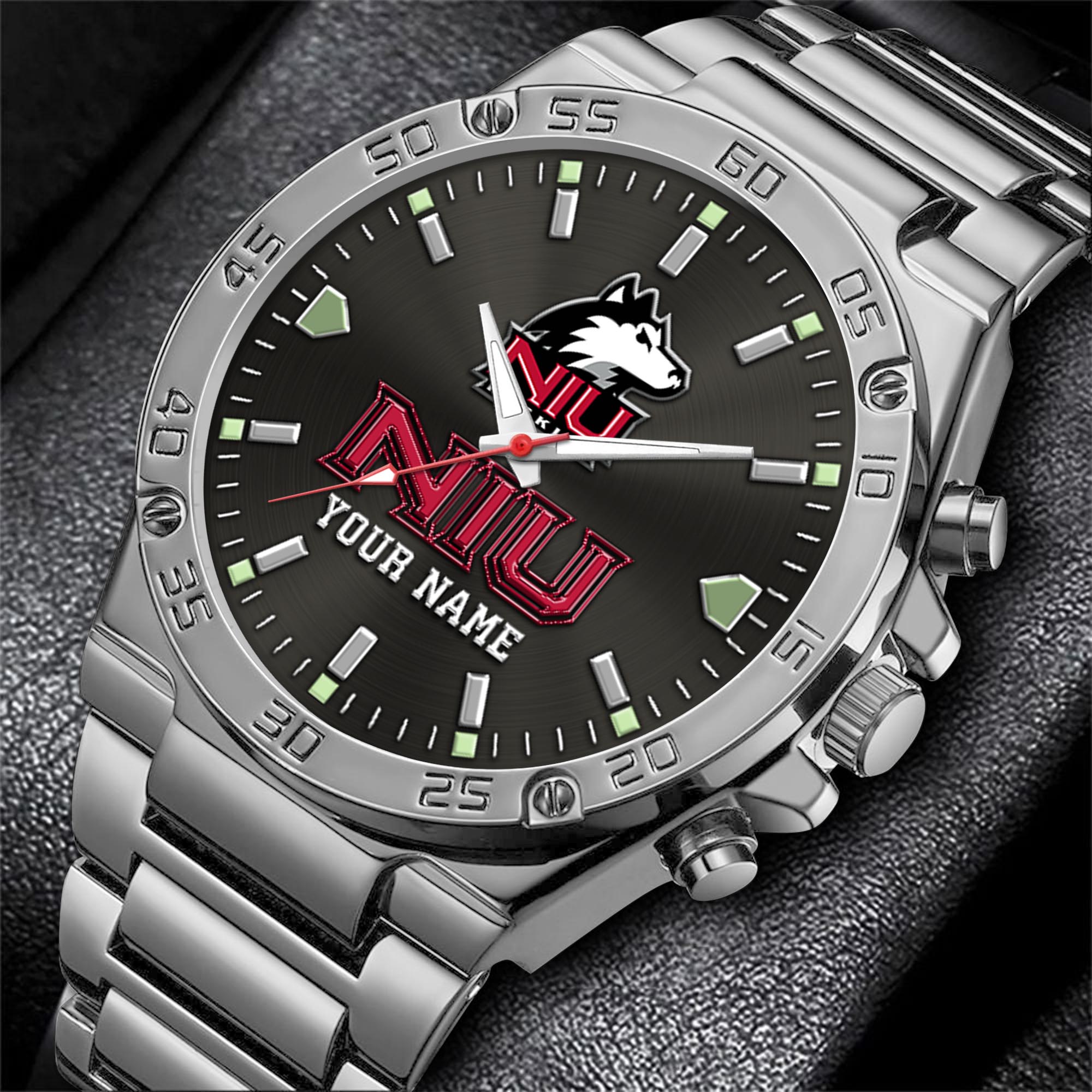 Alternative view of Northern Illinois Huskies Men's Watch Custom Your Name, Sport Men Watch, FootBall Fan Gifts EHIVM-04051644