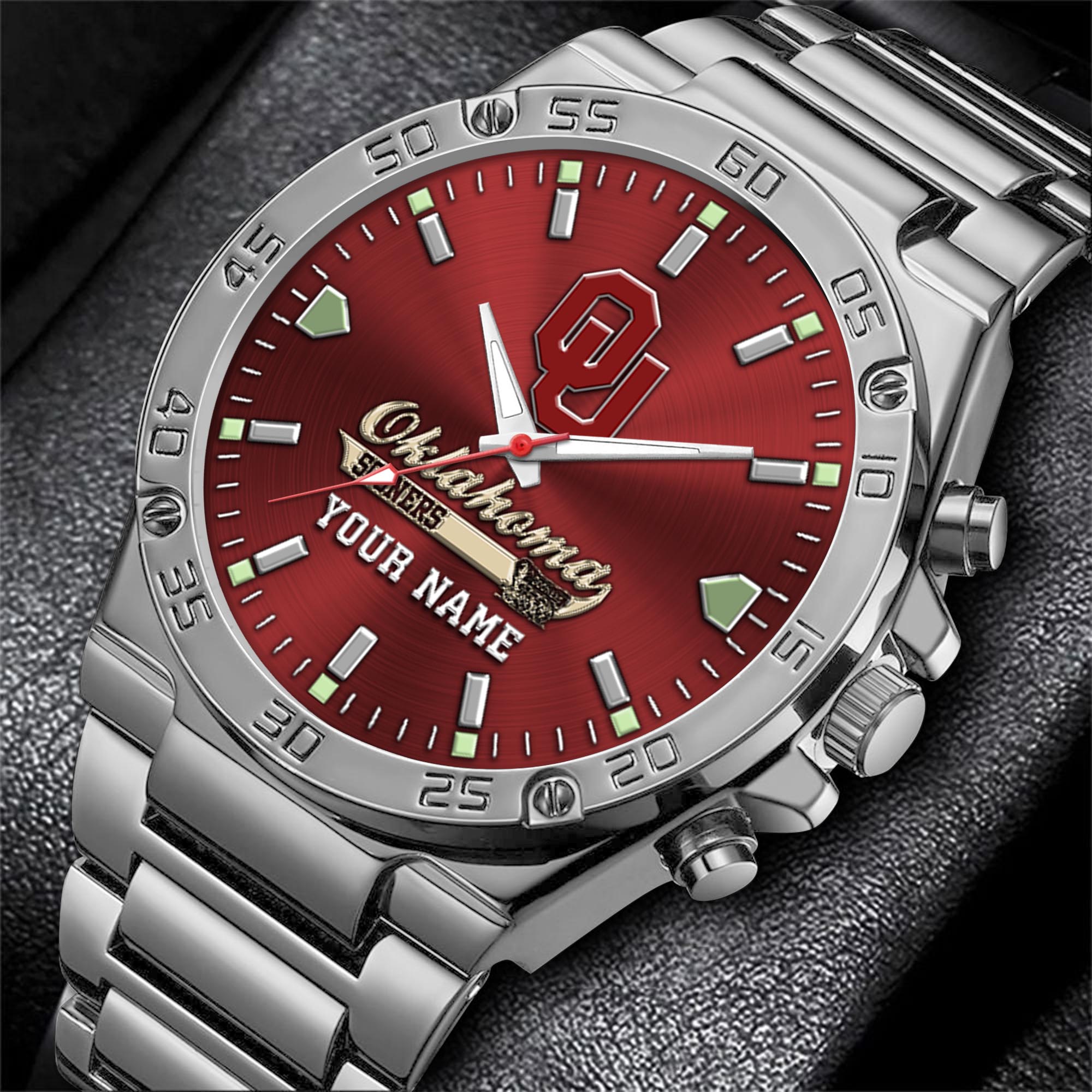 Alternative view of Oklahoma Sooners Men's Watch Custom Your Name, Sport Men Watch, FootBall Fan Gifts EHIVM-04051644