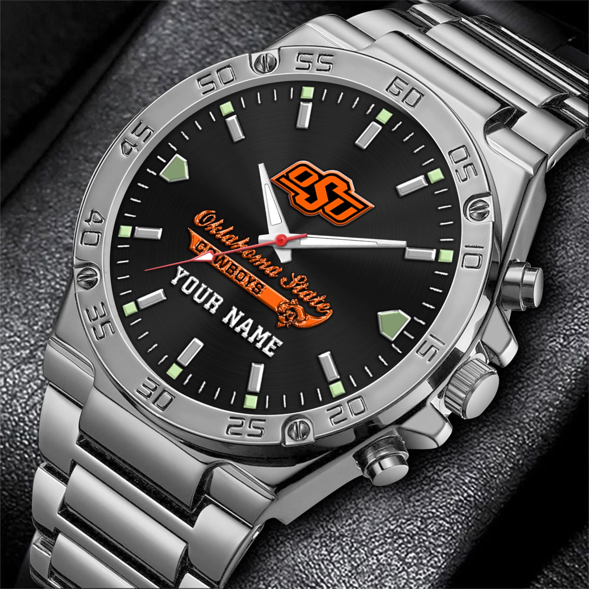 Alternative view of Oklahoma State Cowboys Men's Watch Custom Your Name, Sport Men Watch, FootBall Fan Gifts EHIVM-04051644